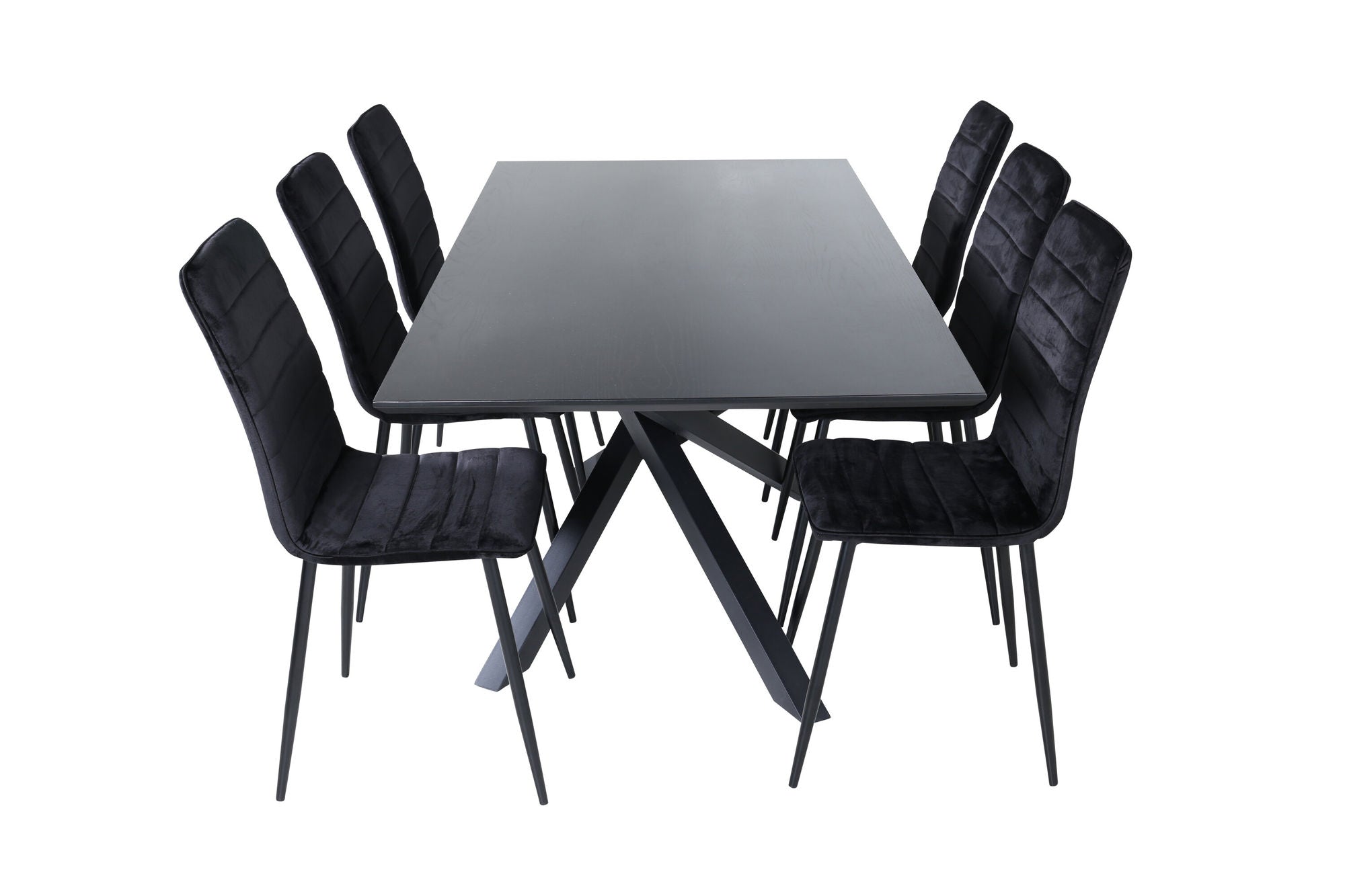 Venture Home Piazza spisebord - Black / Black Veneer+Windu Lyx stol - Black / Black Velvet_6