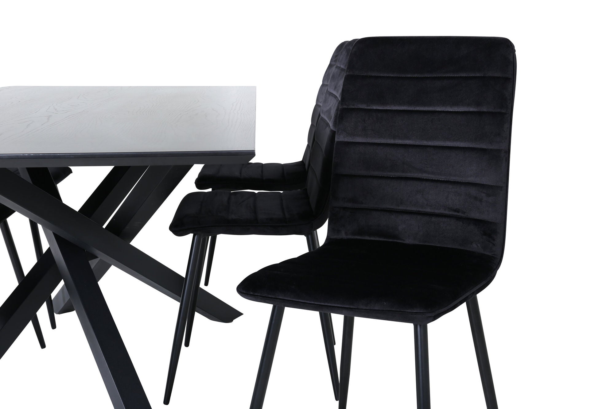Venture Home Piazza spisebord - Black / Black Veneer+Windu Lyx stol - Black / Black Velvet_6