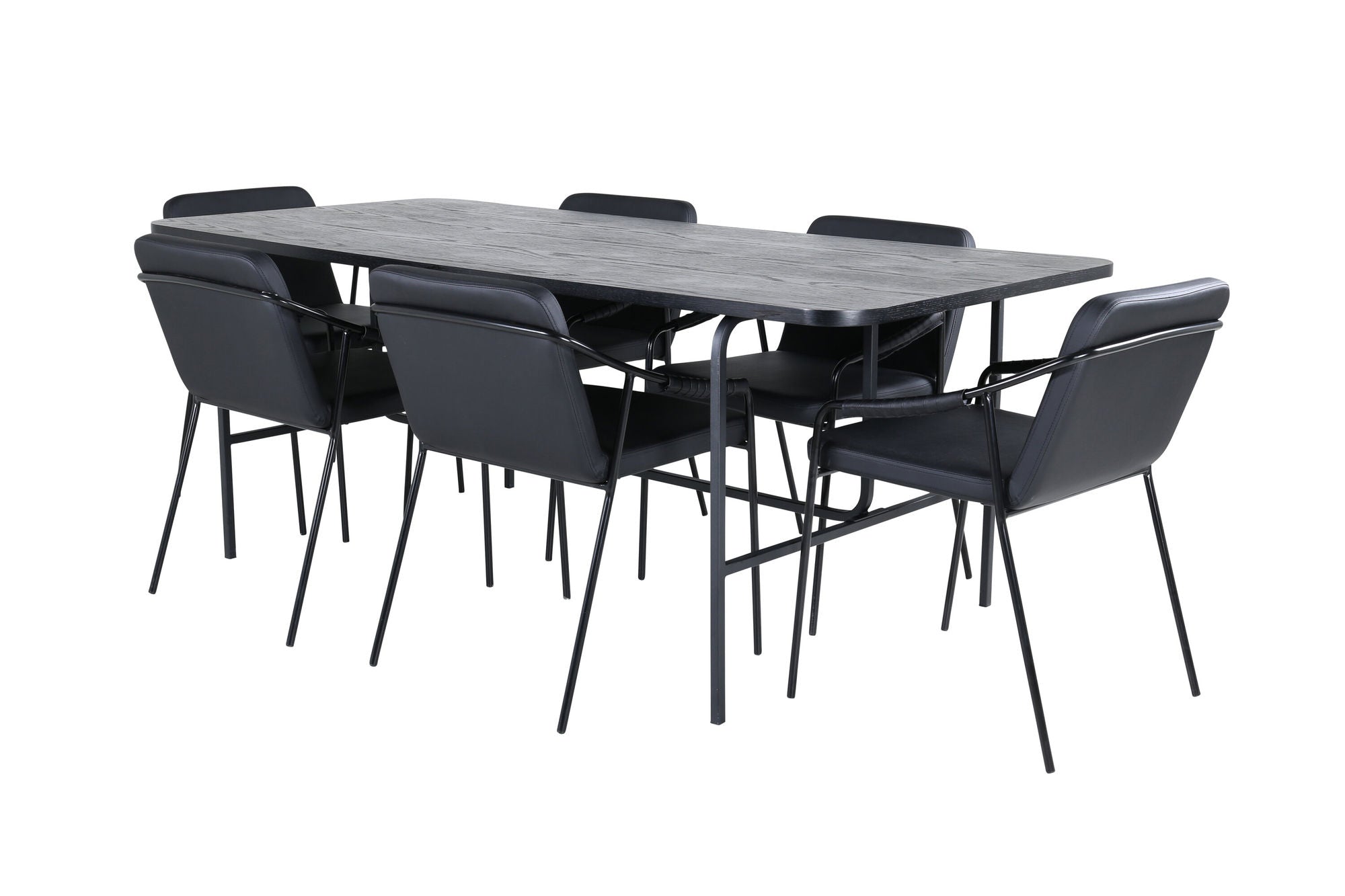 Venture Home Uno spisebord - Black / Black Veneer+Tvist stol - Black / Black PU_6