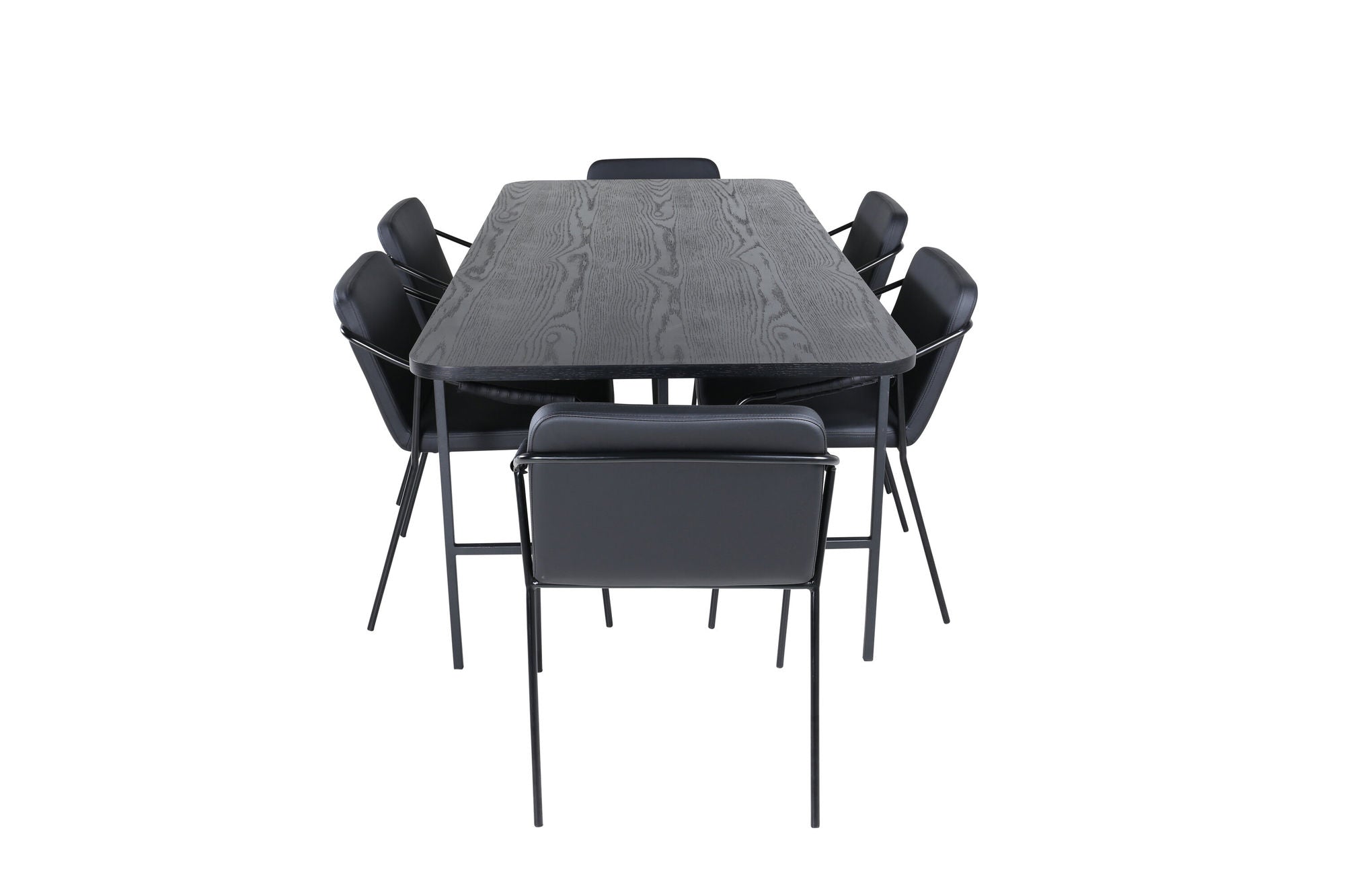 Venture Home Uno spisebord - Black / Black Veneer+Tvist stol - Black / Black PU_6