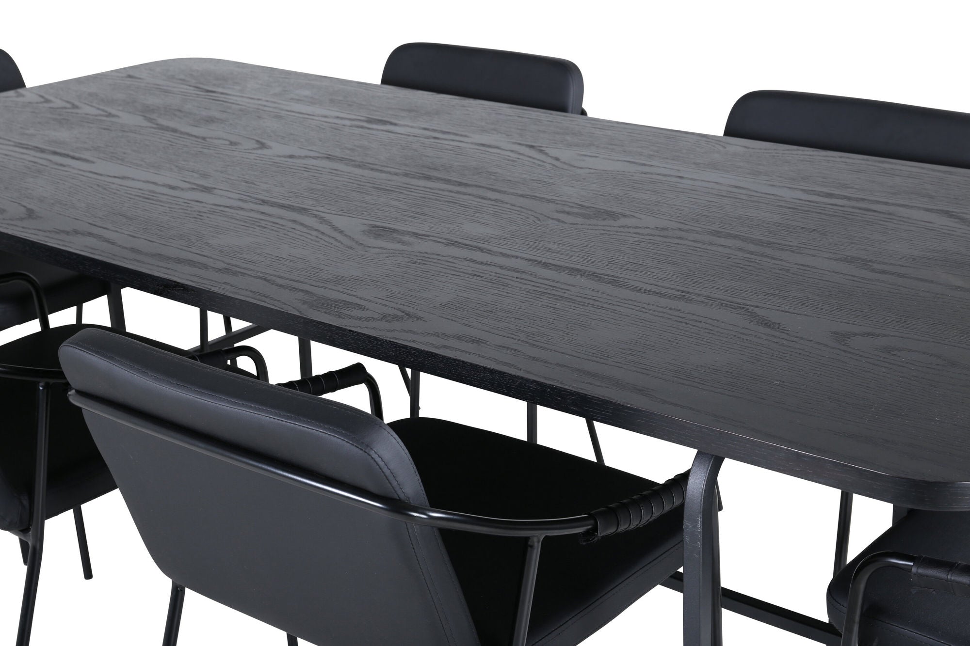 Venture Home Uno spisebord - Black / Black Veneer+Tvist stol - Black / Black PU_6