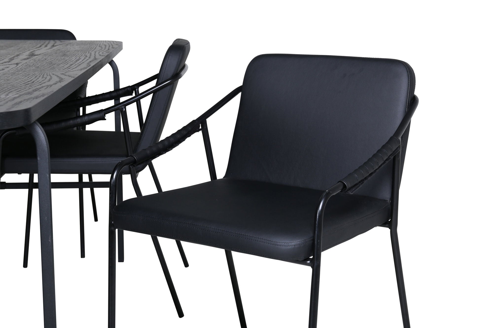 Venture Home Uno spisebord - Black / Black Veneer+Tvist stol - Black / Black PU_6