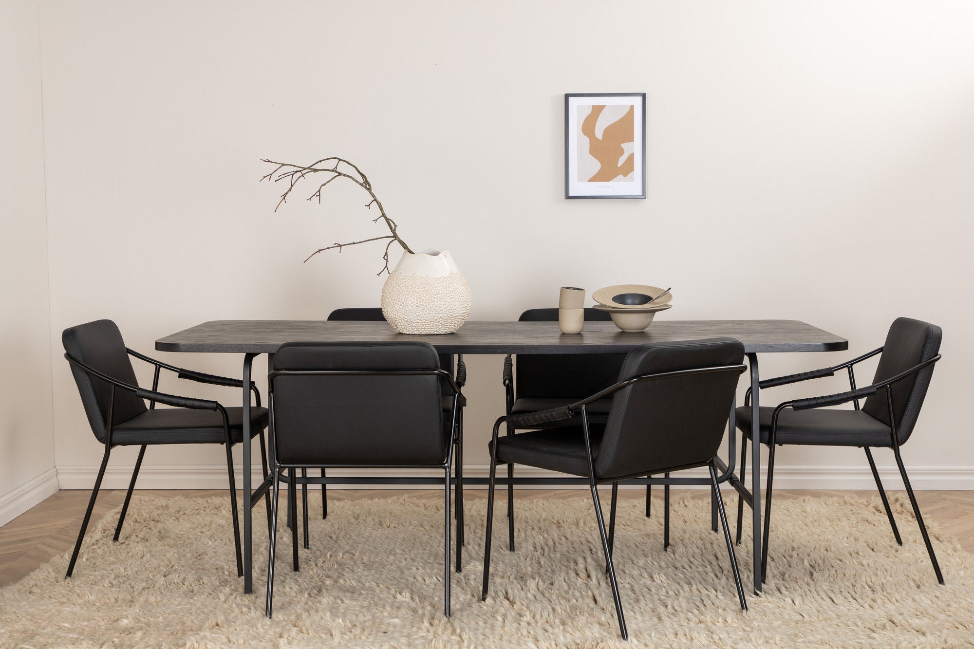 Venture Home Uno spisebord - Black / Black Veneer+Tvist stol - Black / Black PU_6