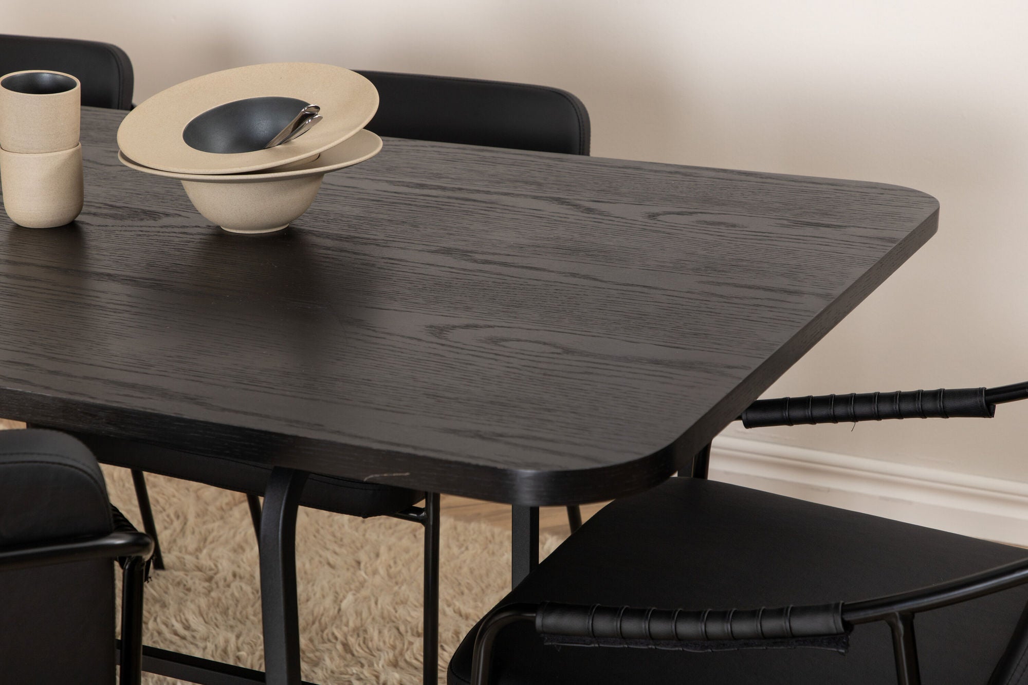 Venture Home Uno spisebord - Black / Black Veneer+Tvist stol - Black / Black PU_6