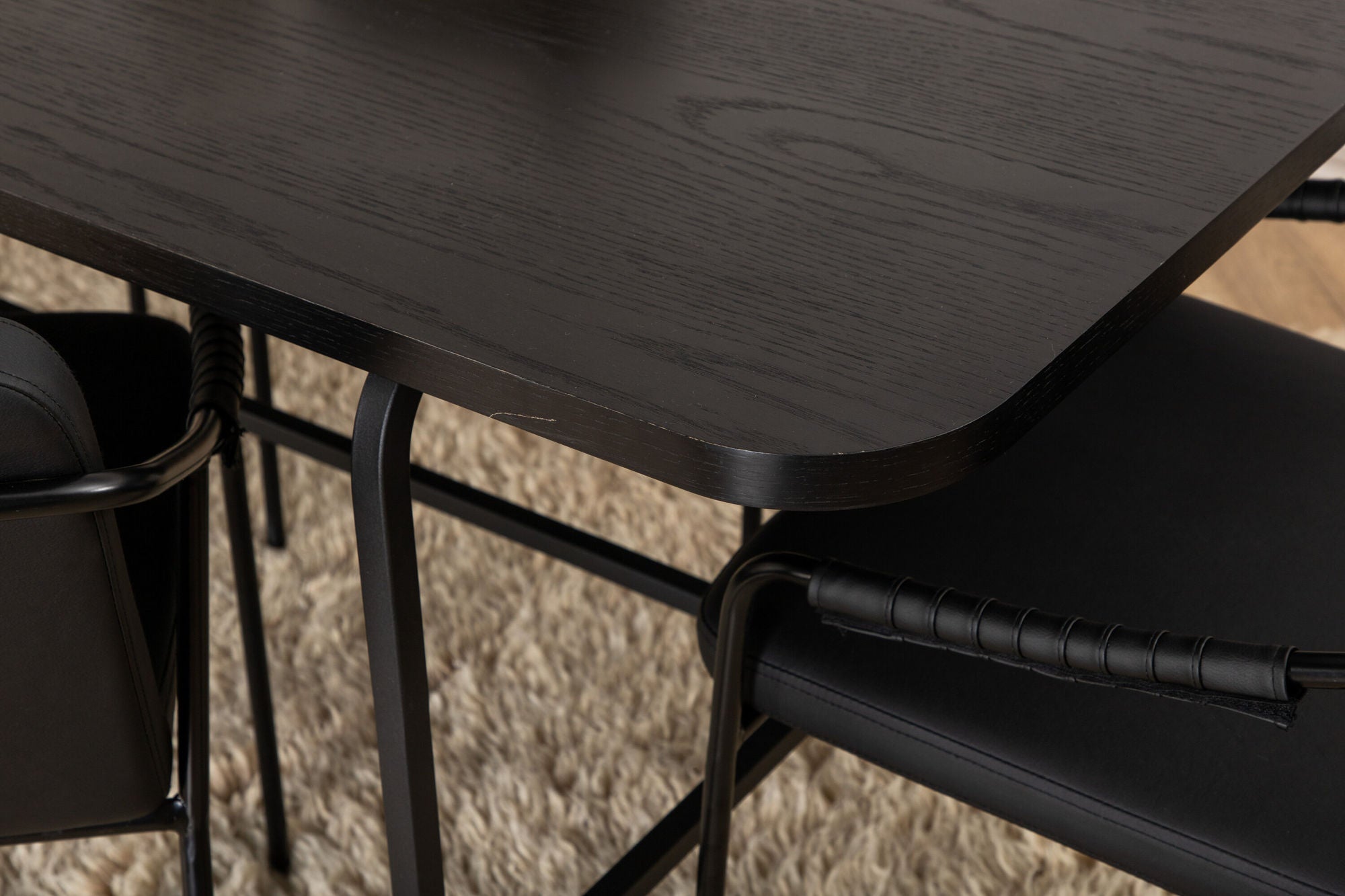 Venture Home Uno spisebord - Black / Black Veneer+Tvist stol - Black / Black PU_6