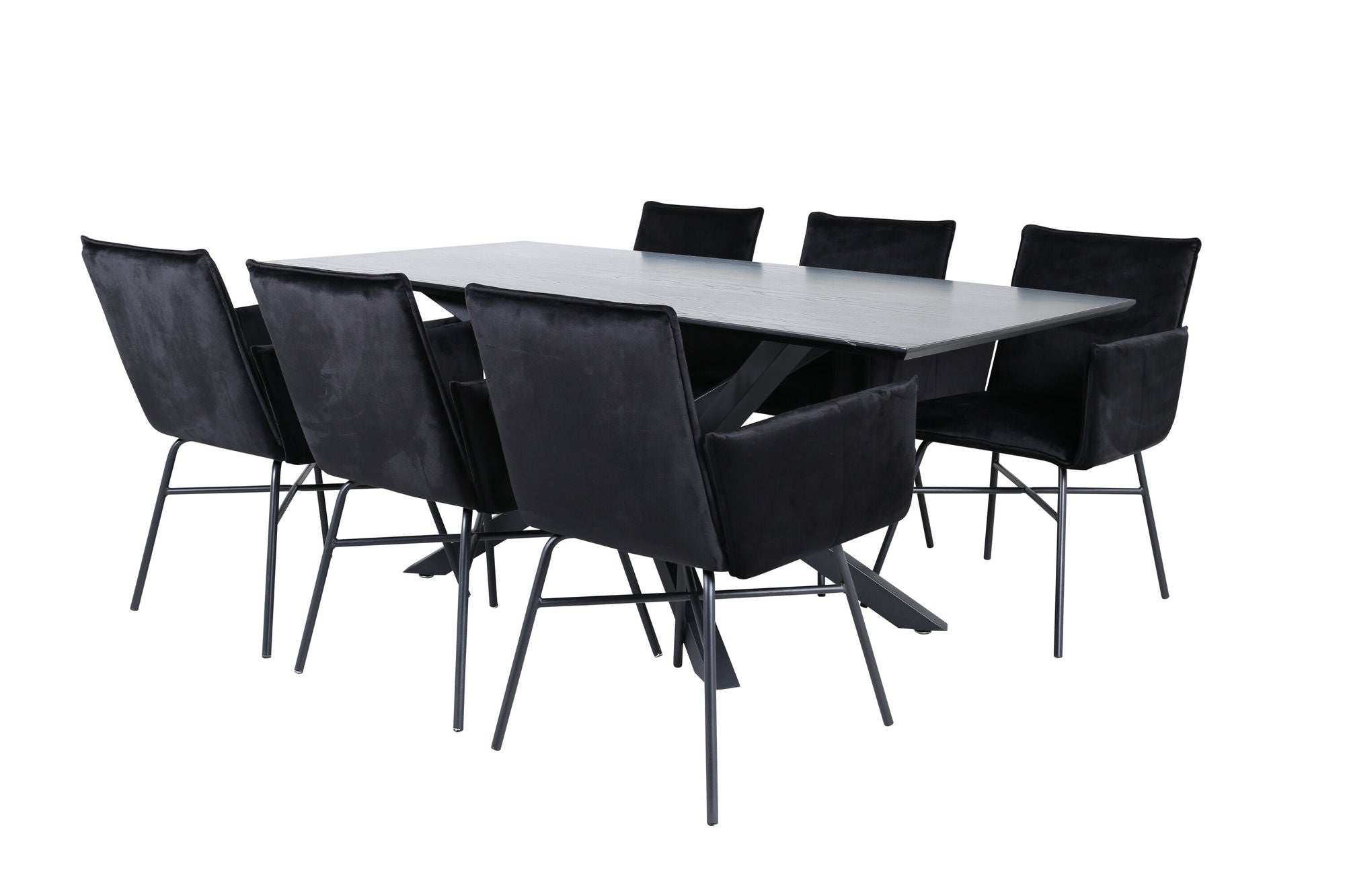 Venture Home Piazza spisebord - Black / Black Veneer+Petra stol - Black / Black Velvet_6