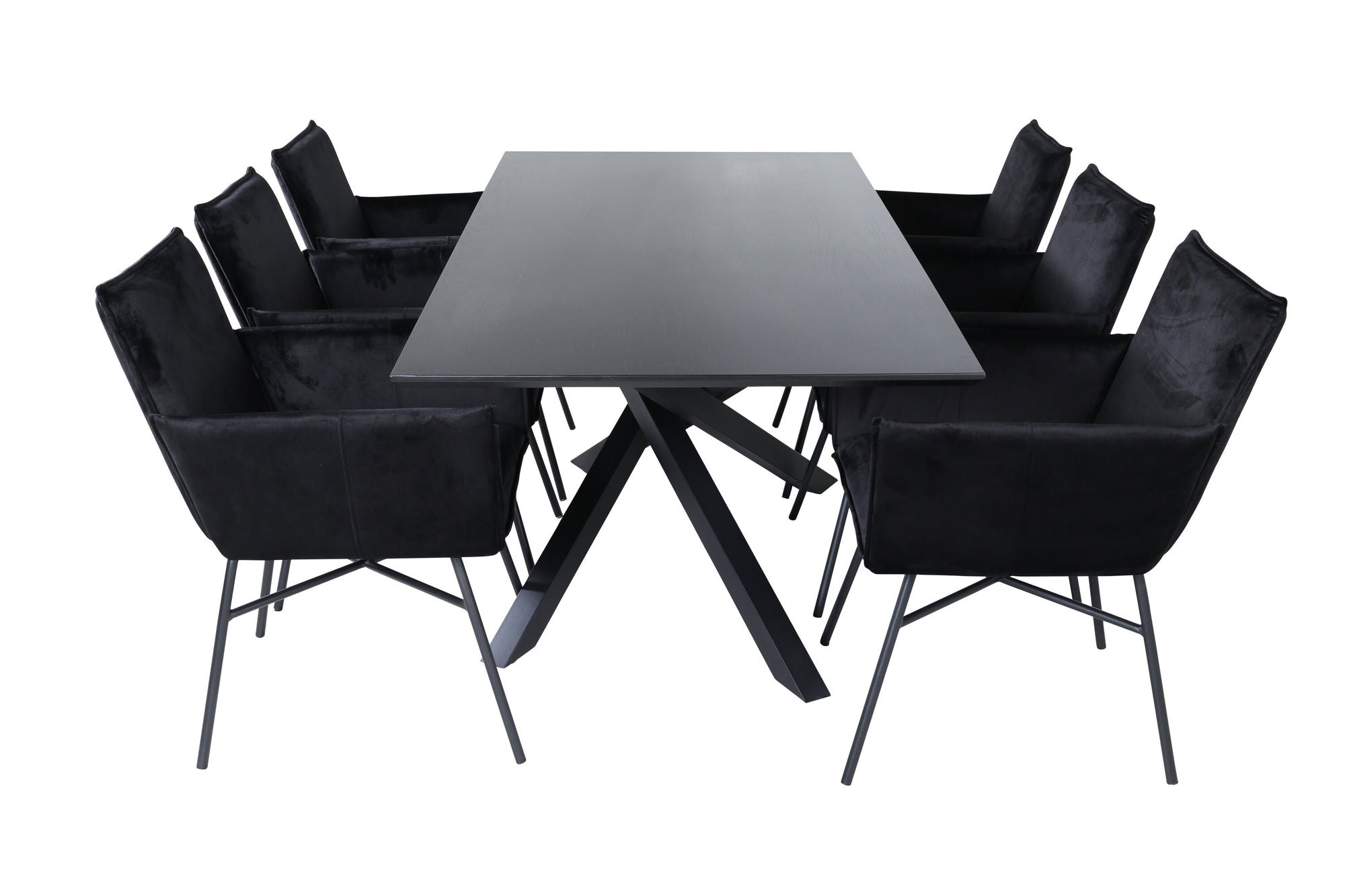 Venture Home Piazza spisebord - Black / Black Veneer+Petra stol - Black / Black Velvet_6