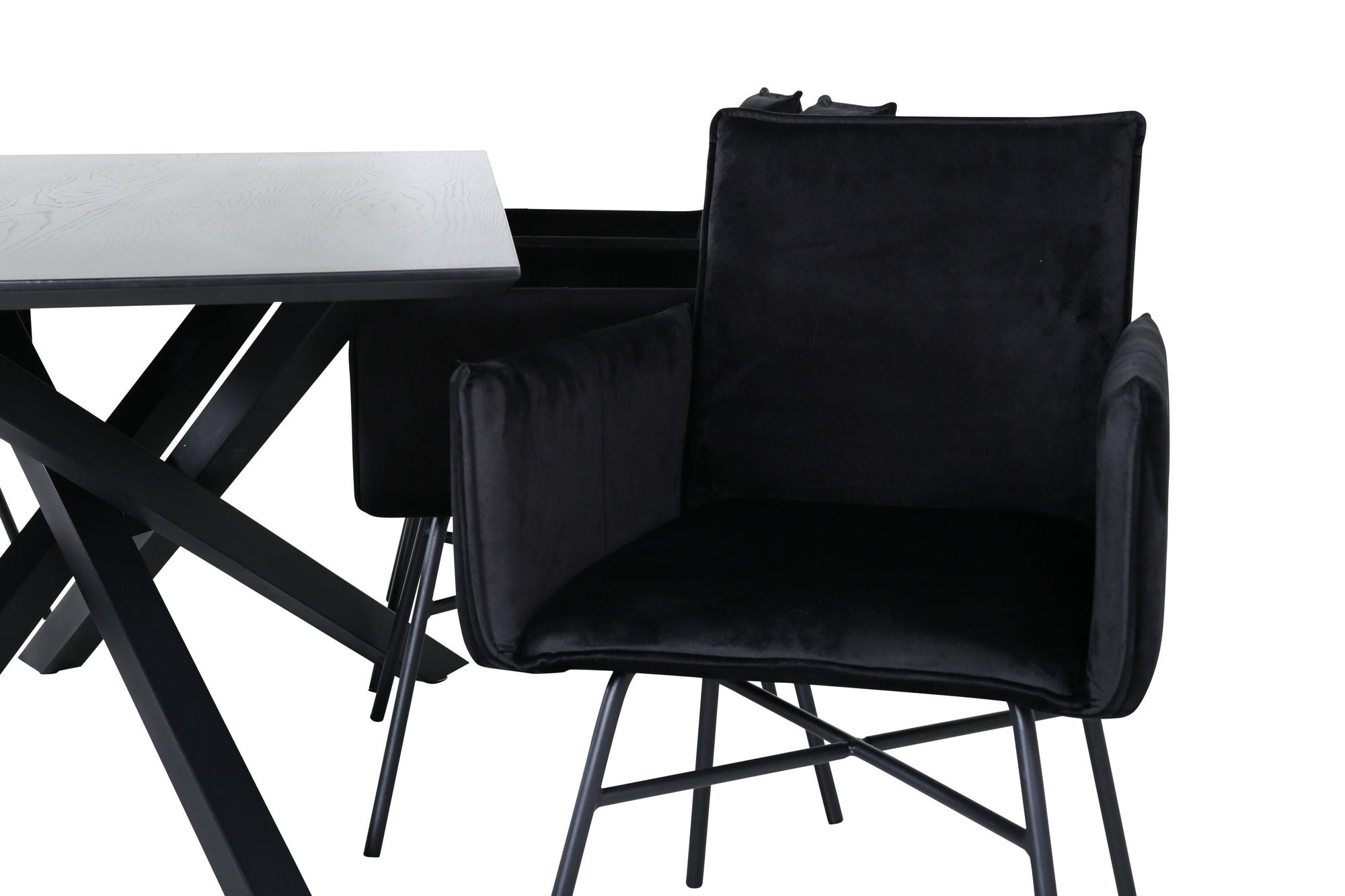 Venture Home Piazza spisebord - Black / Black Veneer+Petra stol - Black / Black Velvet_6