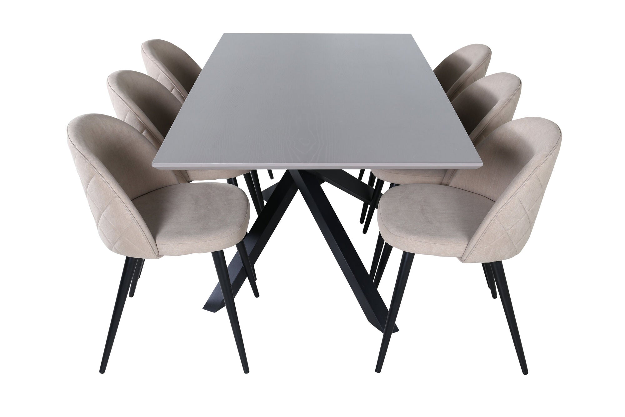 Venture Home Piazza spisebord - Black / Grey Veneer+Velvet Stitches stol - Black / Beige Fabric (Polyester linen )_6
