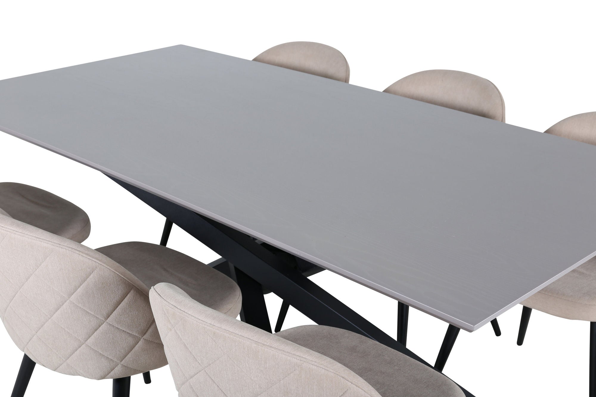 Venture Home Piazza spisebord - Black / Grey Veneer+Velvet Stitches stol - Black / Beige Fabric (Polyester linen )_6