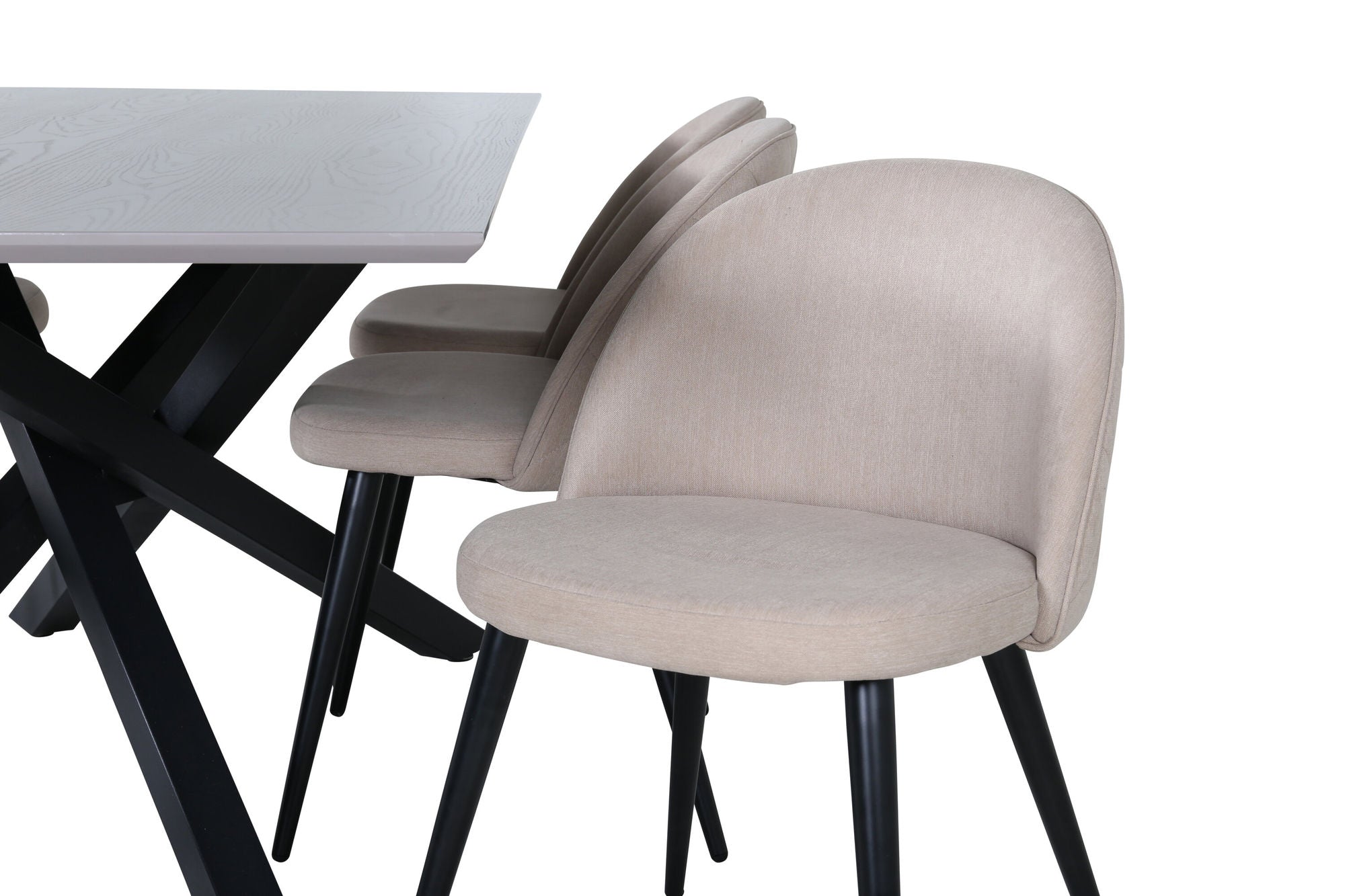Venture Home Piazza spisebord - Black / Grey Veneer+Velvet Stitches stol - Black / Beige Fabric (Polyester linen )_6