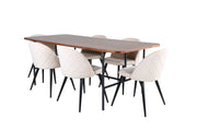 Venture Home Uno spisebord - Black / Walnut Veneer+Velvet Stitches stol - Black / Beige Velvet_6