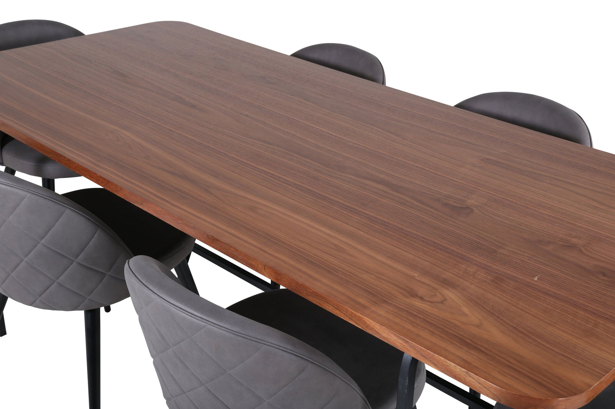 Venture Home Uno spisebord - Black / Walnut Veneer+Velvet Stitches stol - Black / Grey Micro Fibre_6