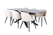 Venture Home Piazza spisebord - Black / Grey Veneer+Velvet Stitches stol - Black / Beige Velvet_6
