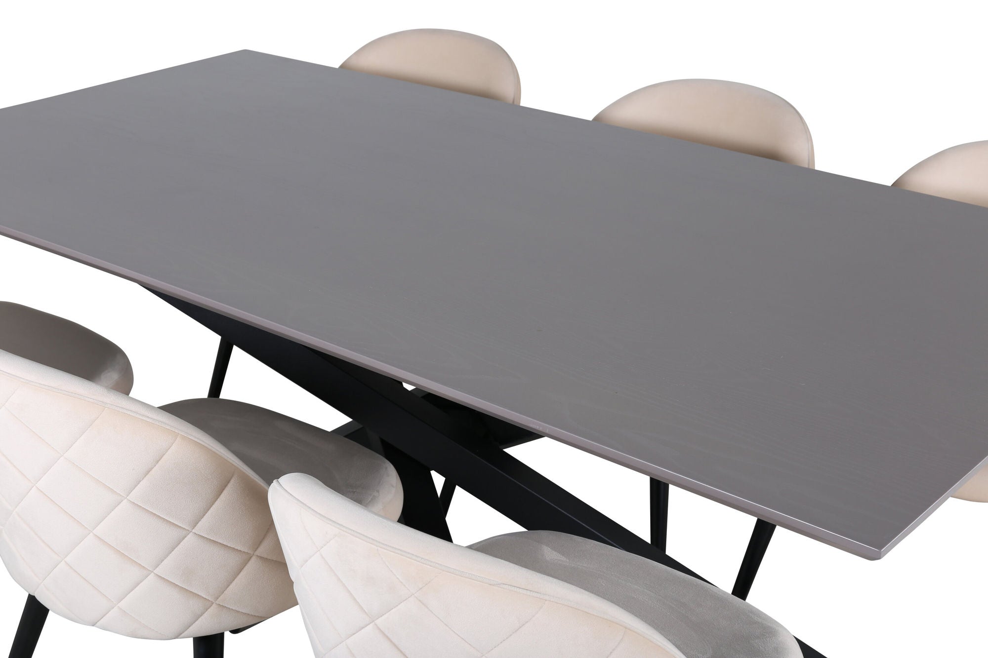 Venture Home Piazza spisebord - Black / Grey Veneer+Velvet Stitches stol - Black / Beige Velvet_6