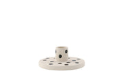 Venture Home Bette Candlestick - White/Black Dots - W12*H5cm