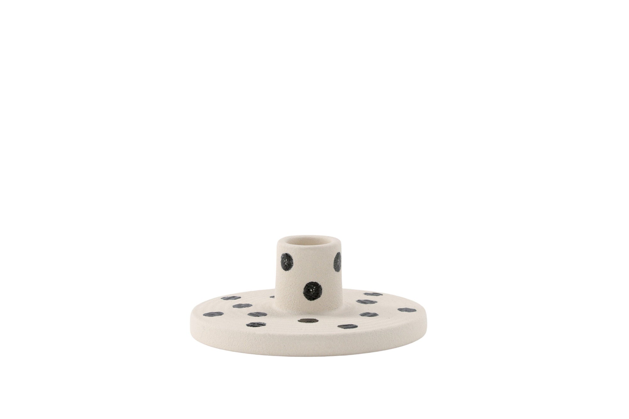 Venture Home Bette Candlestick - White/Black Dots - W12*H5cm