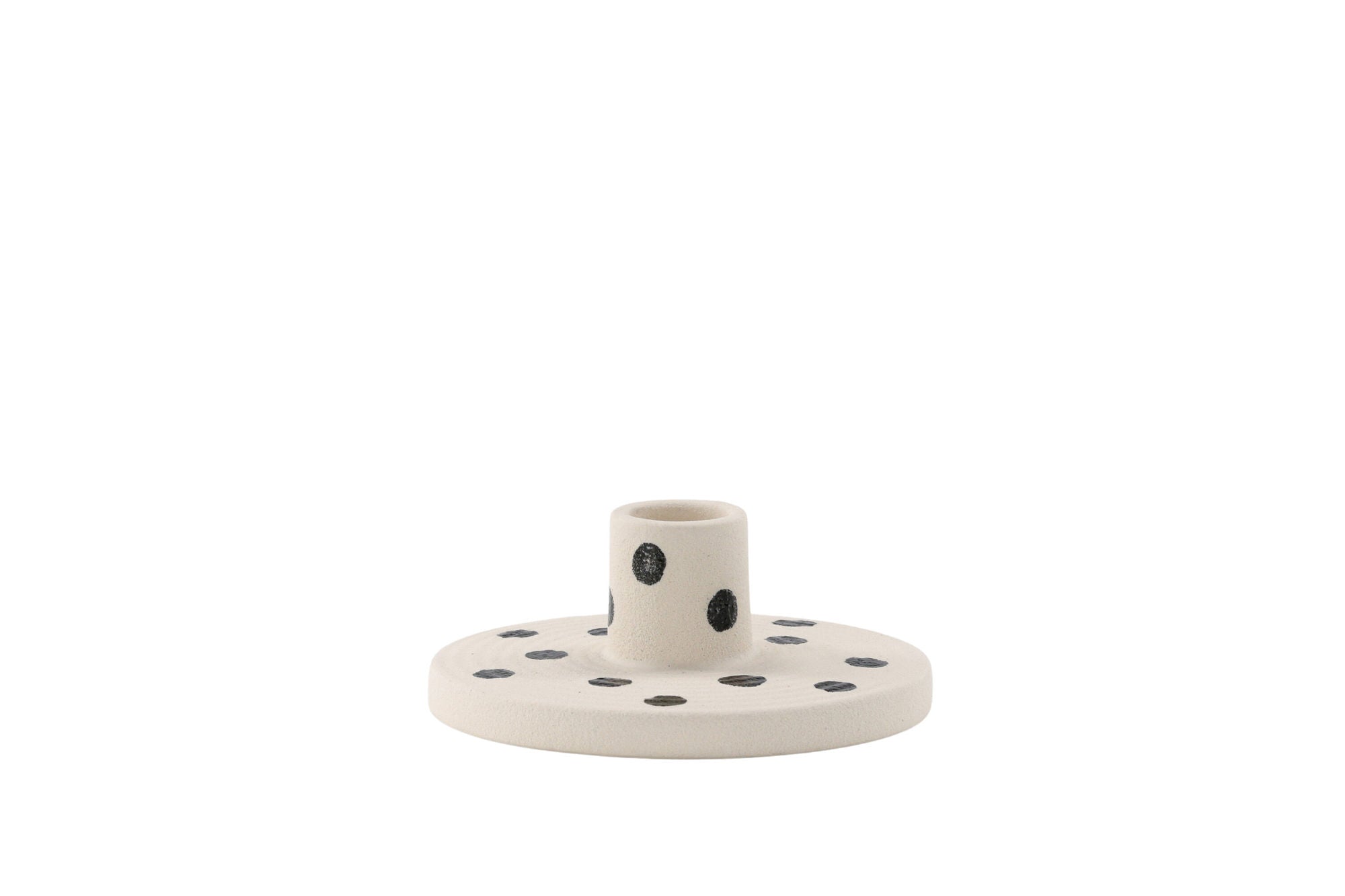 Venture Home Bette Candlestick - White/Black Dots - W12*H5cm