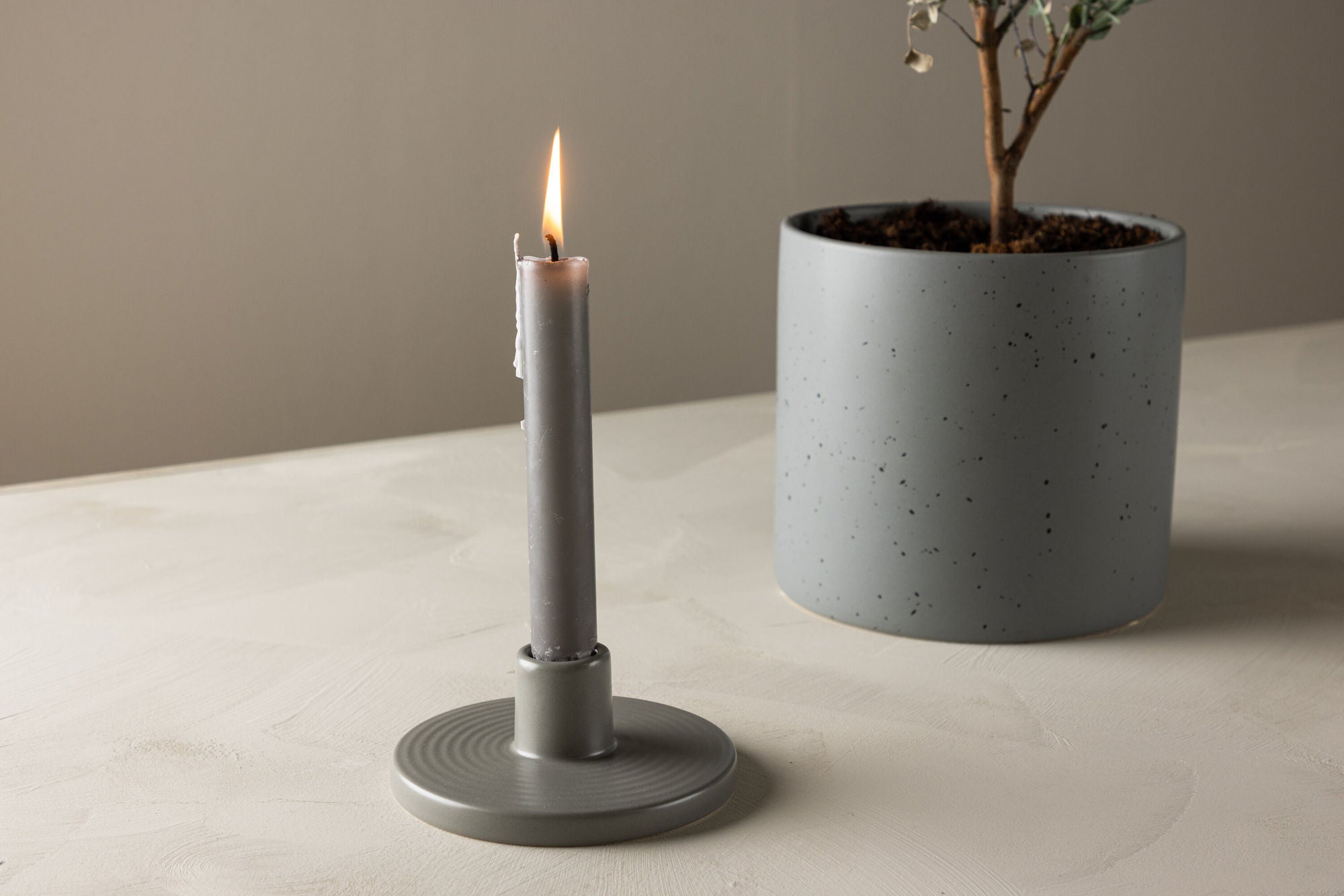 Venture Home Bette Candlestick -  Grey -  W12*H5cm