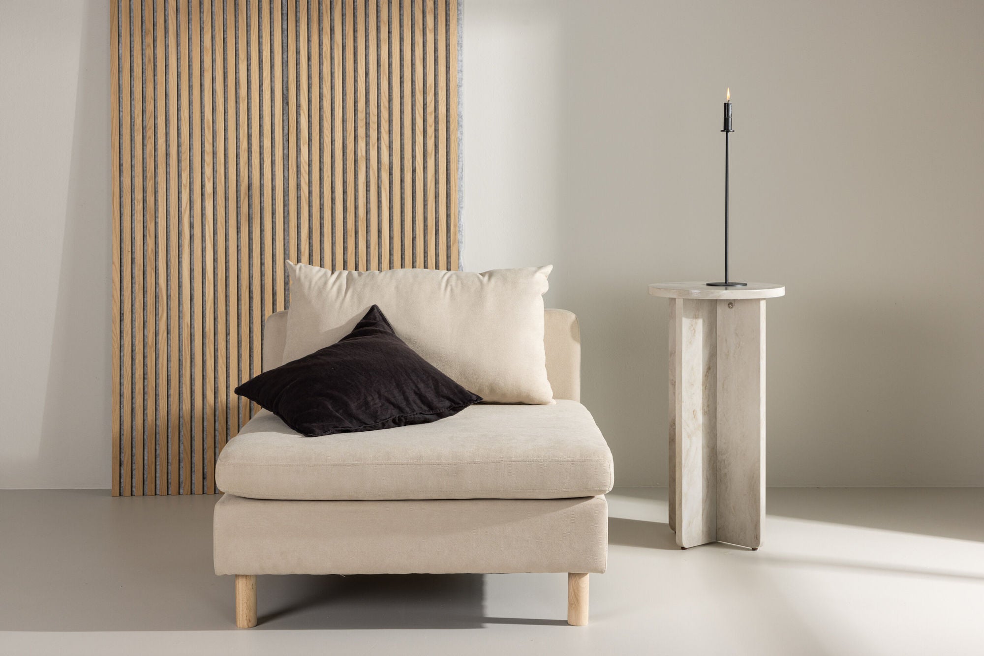 Venture Home Zero Single Sofa - Woodlook / Beige Fabric
