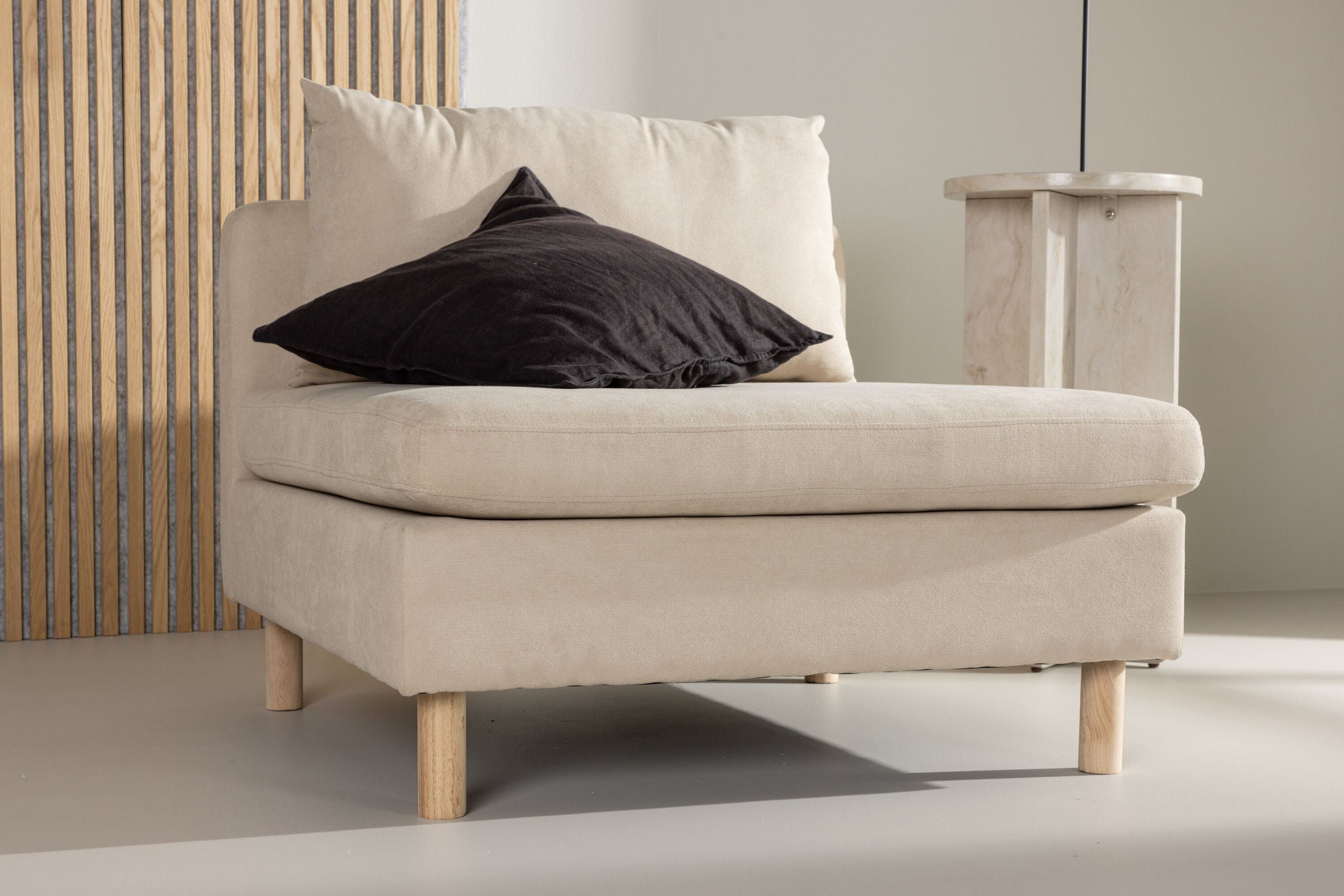 Venture Home Zero Single Sofa - Woodlook / Beige Fabric