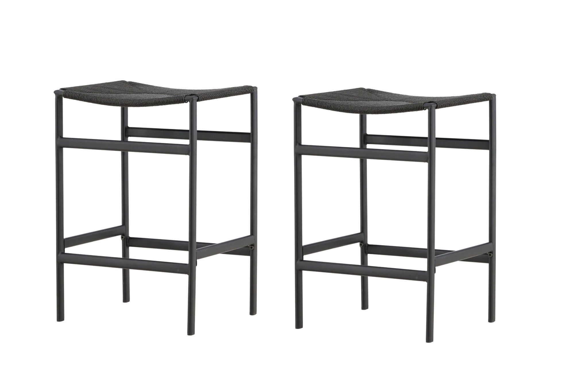 Venture Home Polly Bar stol 2-pack - Black / Black Rope
