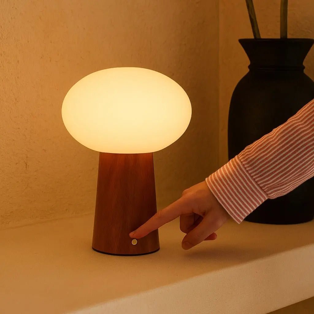 Max Chestnut Brown genopladelig træ bordlampe
