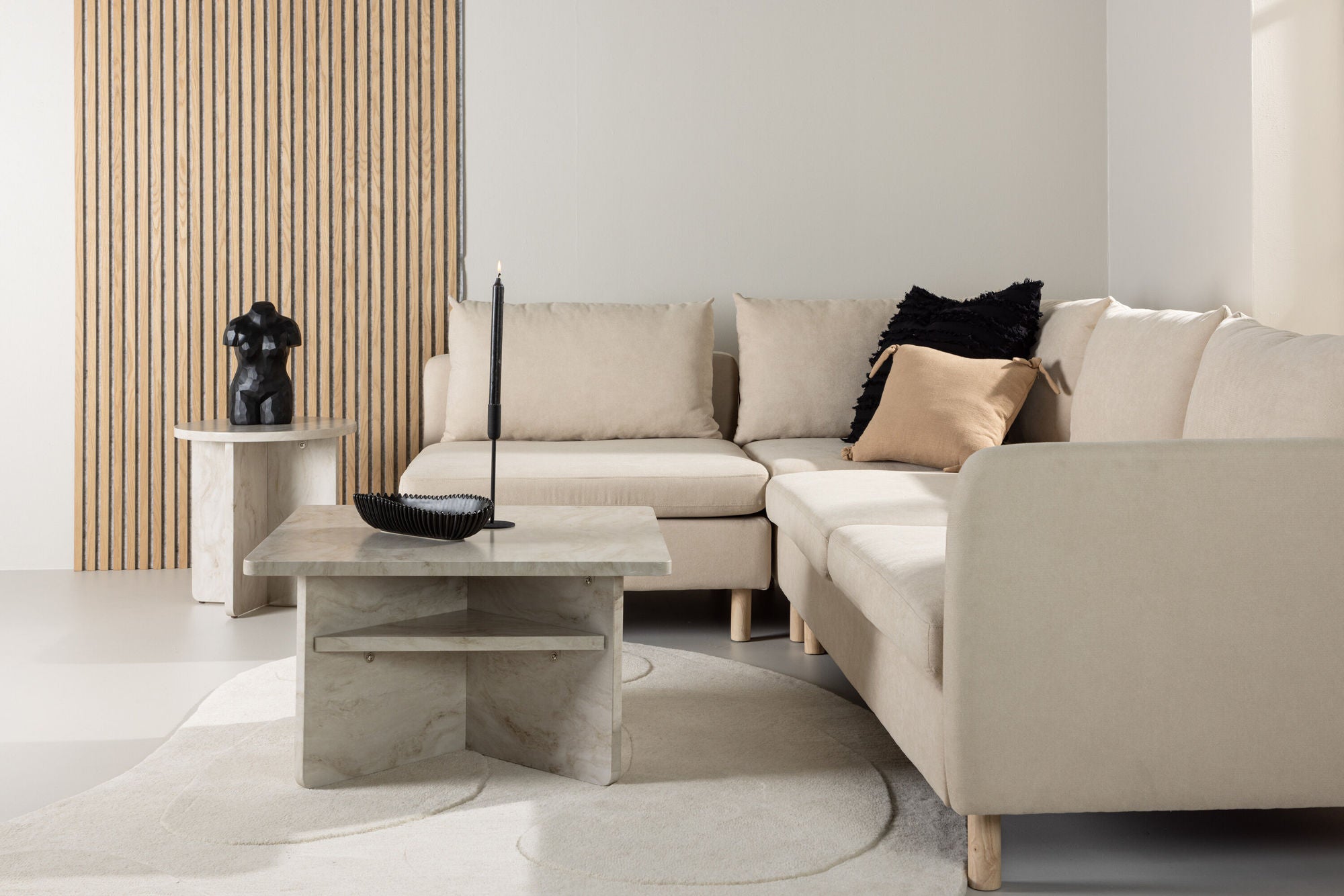 Venture Home Zero hjørne Sofa - Woodlook / Beige Fabric