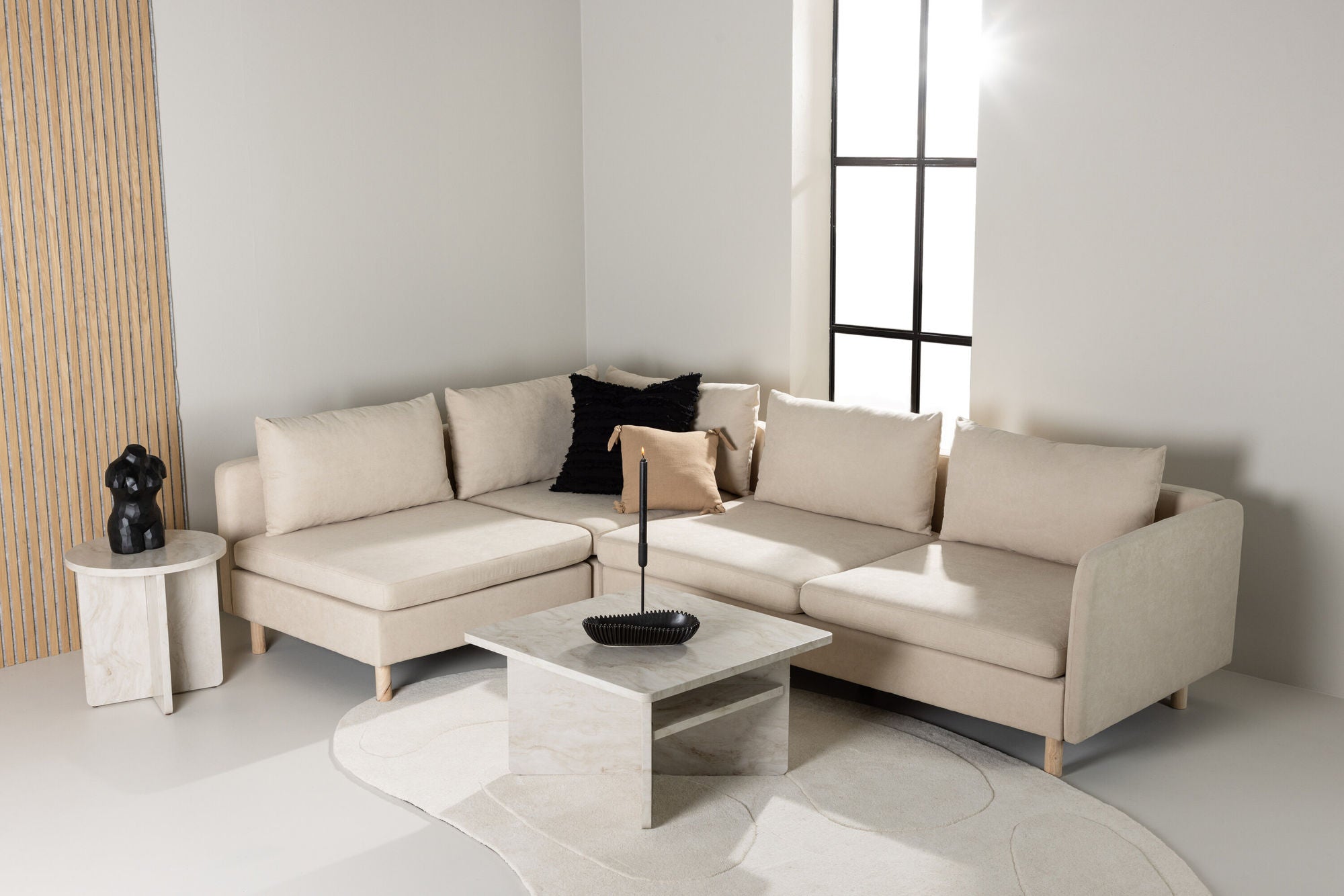 Venture Home Zero hjørne Sofa - Woodlook / Beige Fabric