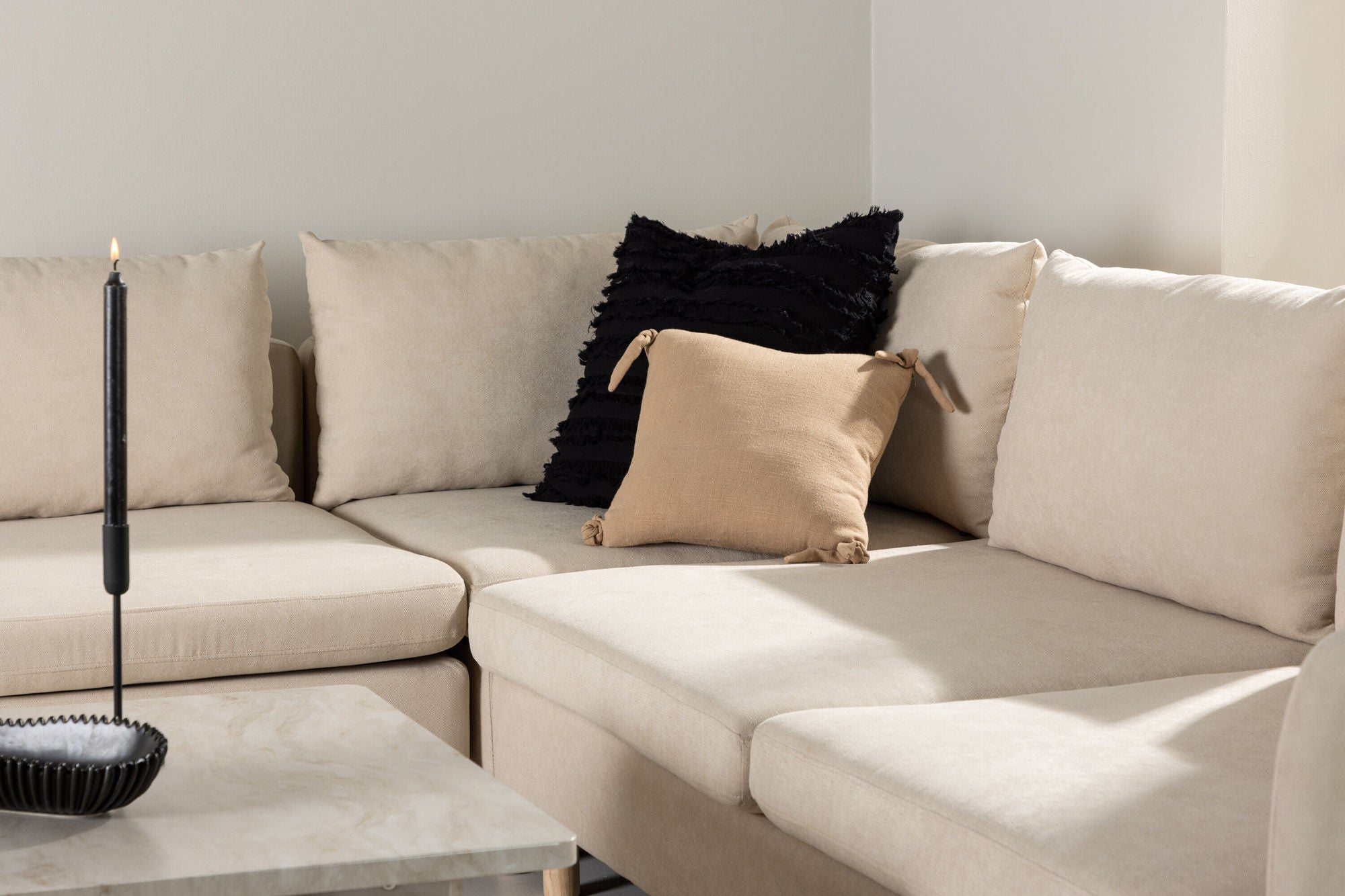 Venture Home Zero hjørne Sofa - Woodlook / Beige Fabric