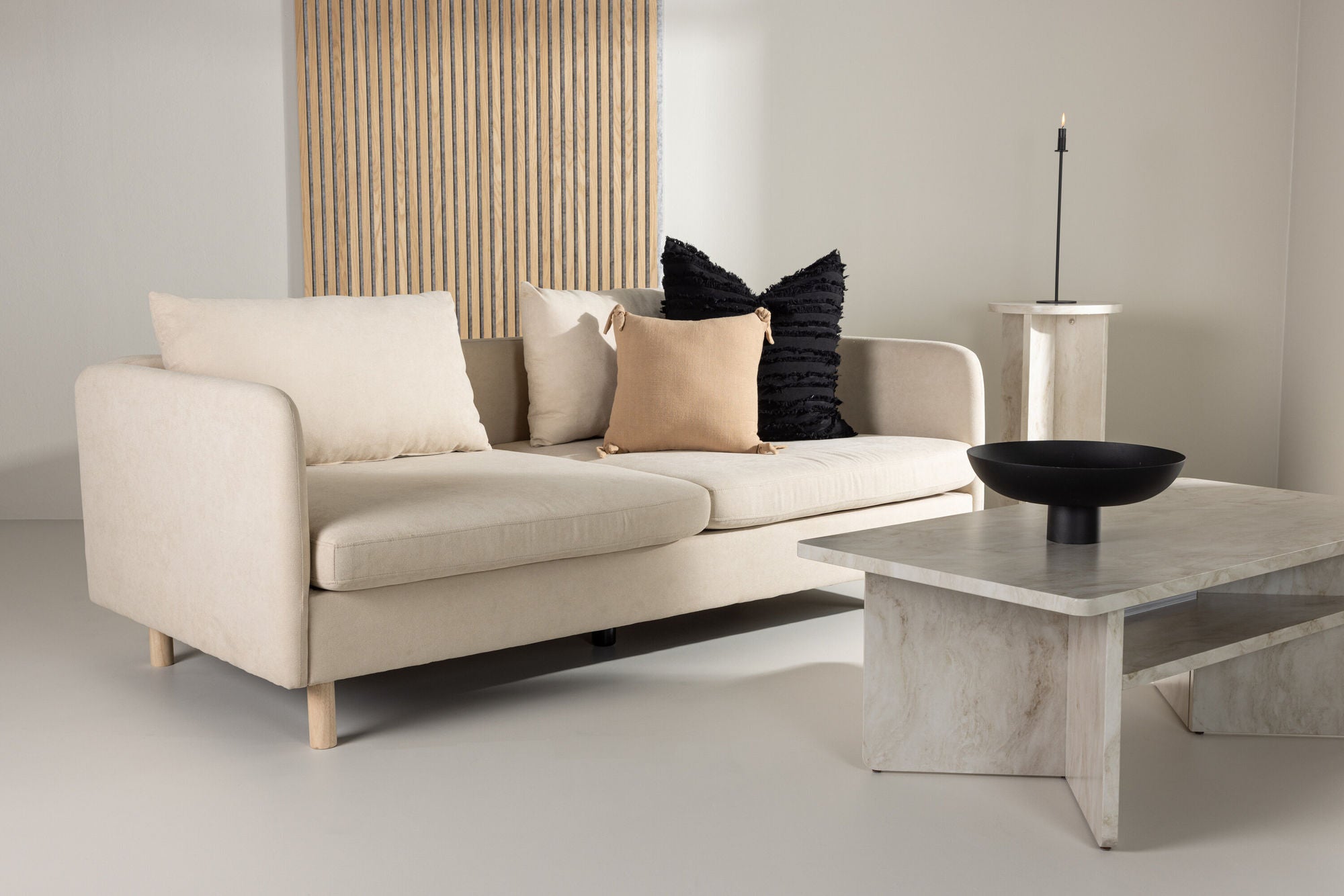Venture Home Zero 2-seat Sofa - Woodlook / Beige Fabric
