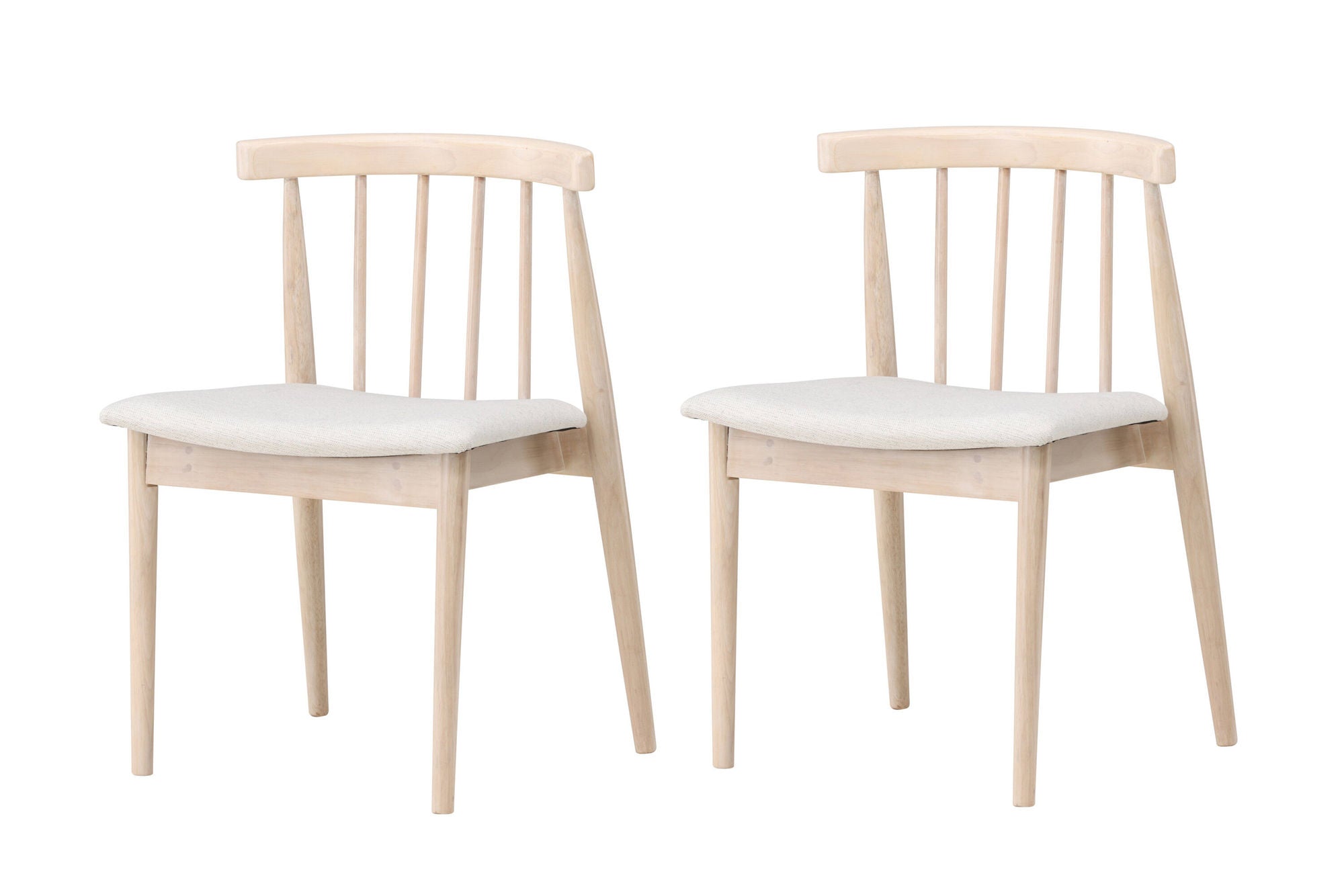 Venture Home Flora Spisebordsstol 2-pack - Whitewash Legs / Beige Fabric