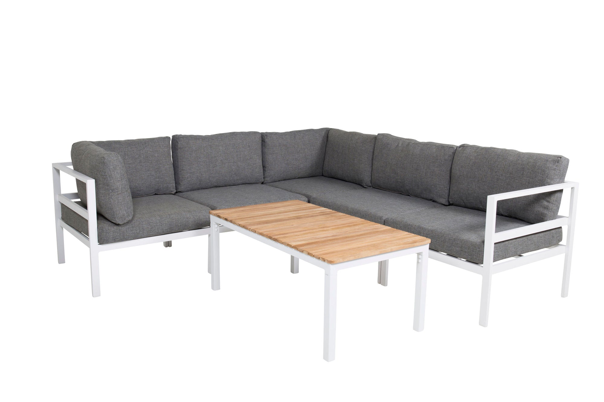 Venture Home Copacabana Lounge Group 5pcs - White Alu / Grey Cushion+Brasilia Sofa bord