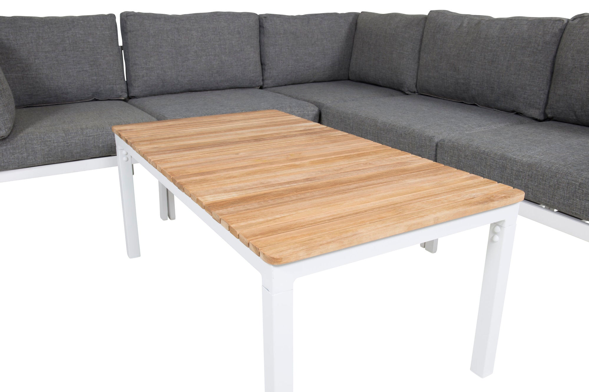 Venture Home Copacabana Lounge Group 5pcs - White Alu / Grey Cushion+Brasilia Sofa bord
