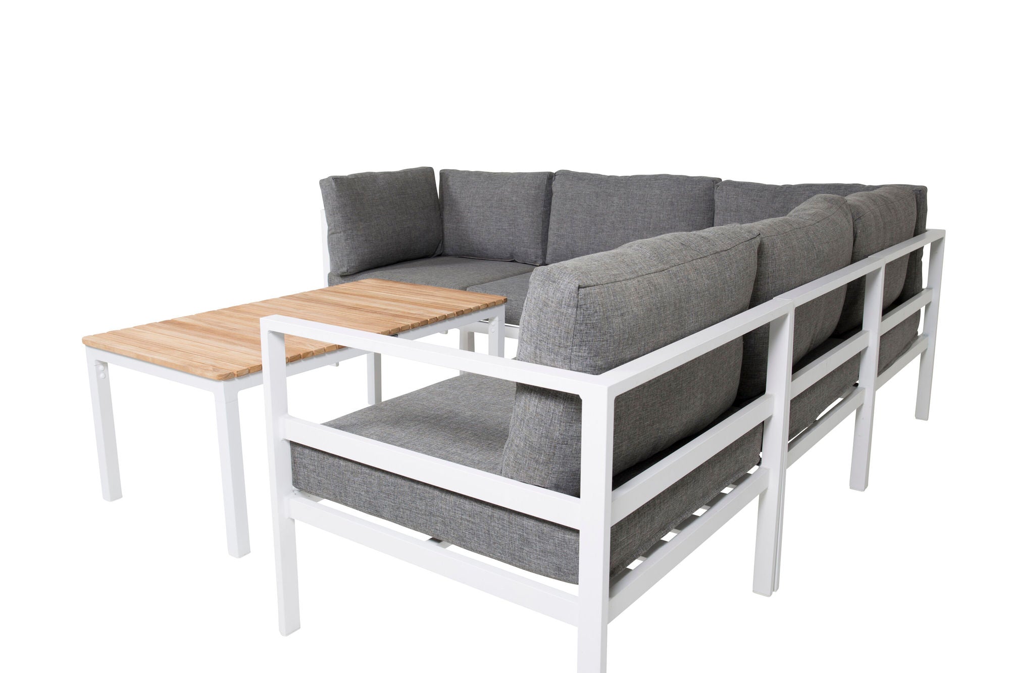 Venture Home Copacabana Lounge Group 5pcs - White Alu / Grey Cushion+Brasilia Sofa bord