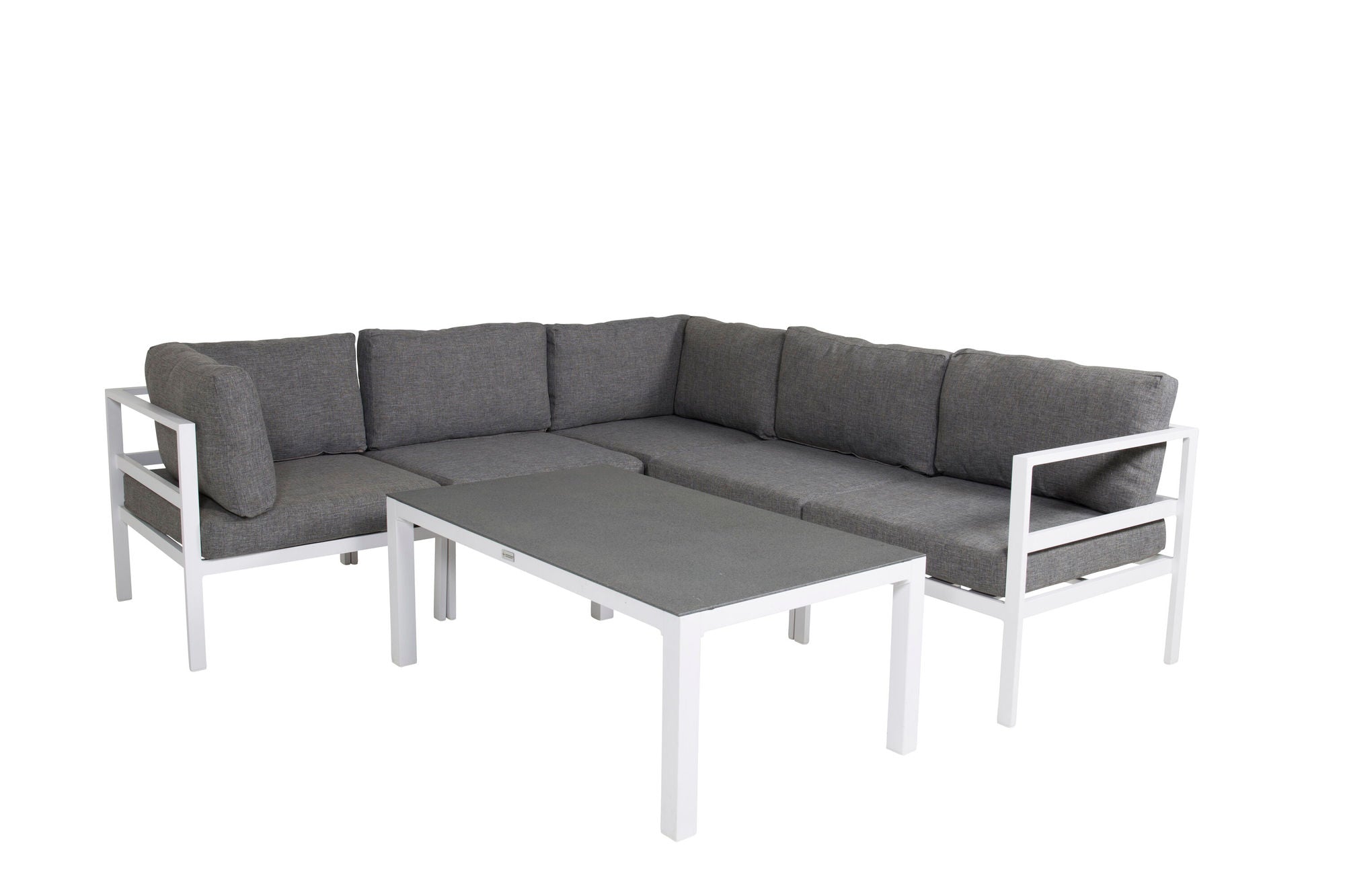 Venture Home Copacabana Lounge Group 5pcs - White Alu / Grey Cushion+Copacabana Sofa bord