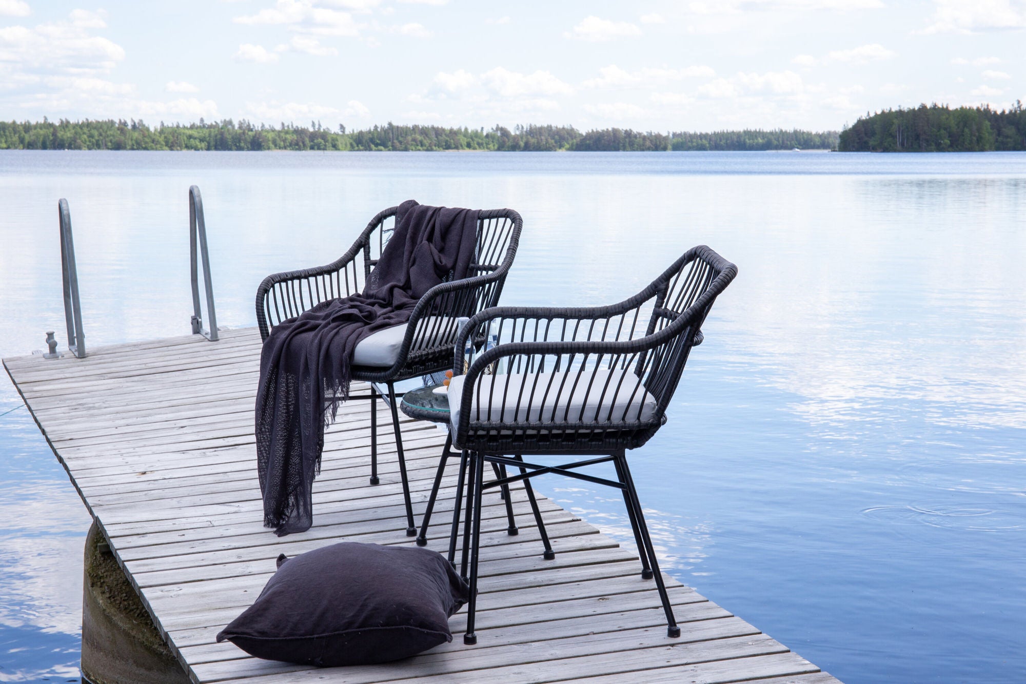 Venture Home Viga - Balcony Set- Black - Wicker -