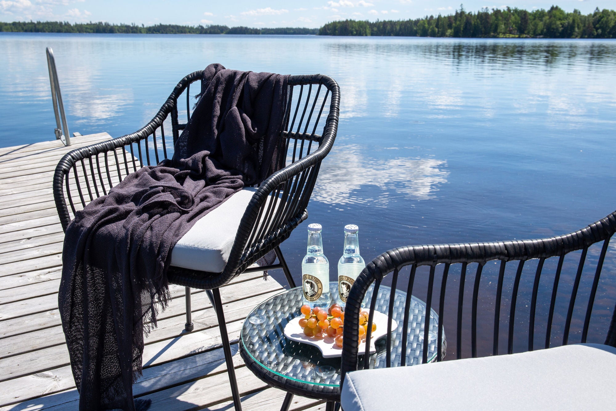 Venture Home Viga - Balcony Set- Black - Wicker -