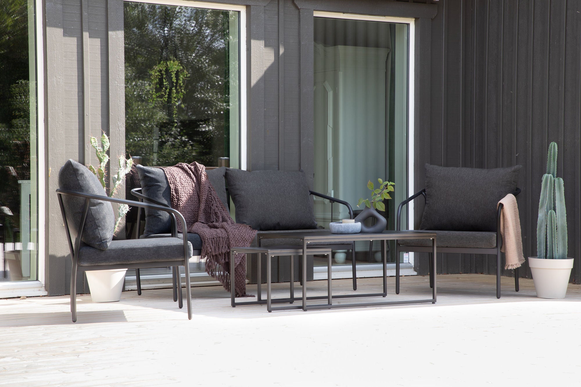 Venture Home Sopot - Sofa Set- Black / Grey - Steel