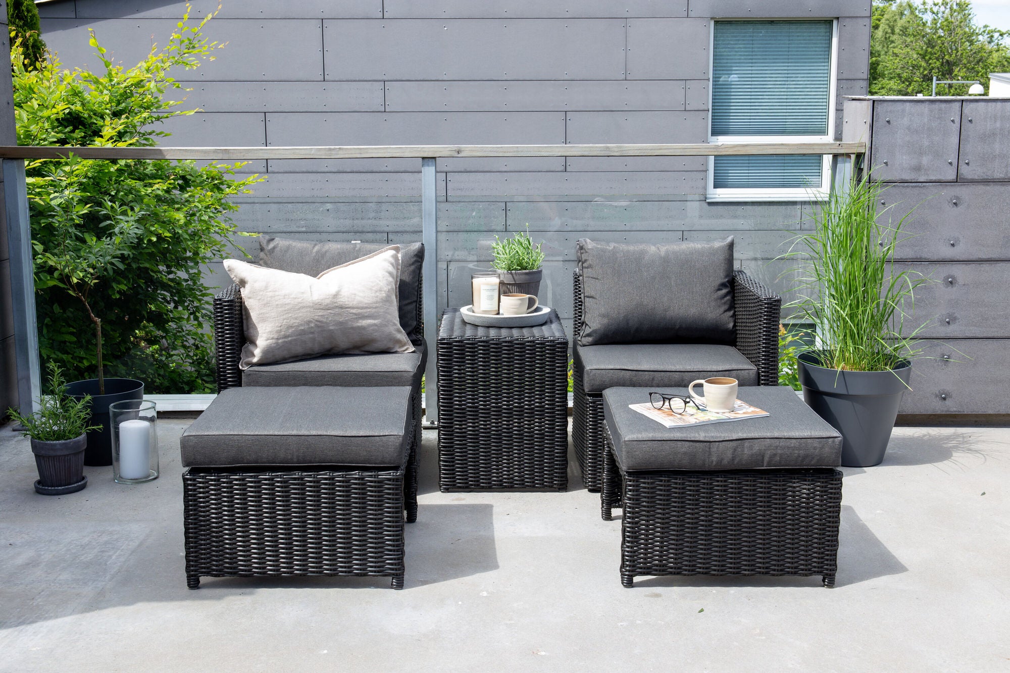 Venture Home Quad - Sofa Set- Black - Wicker -