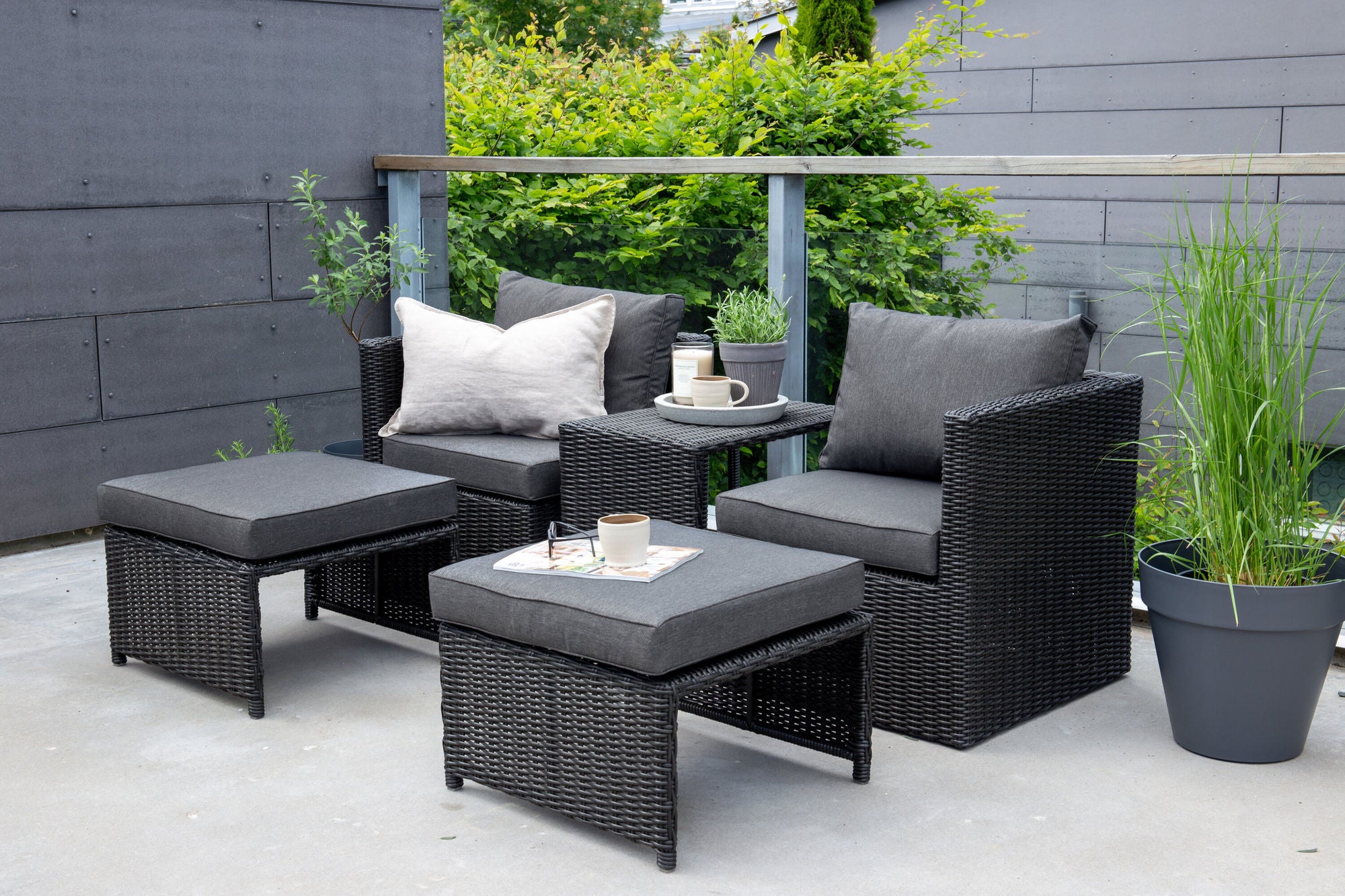 Venture Home Quad - Sofa Set- Black - Wicker -