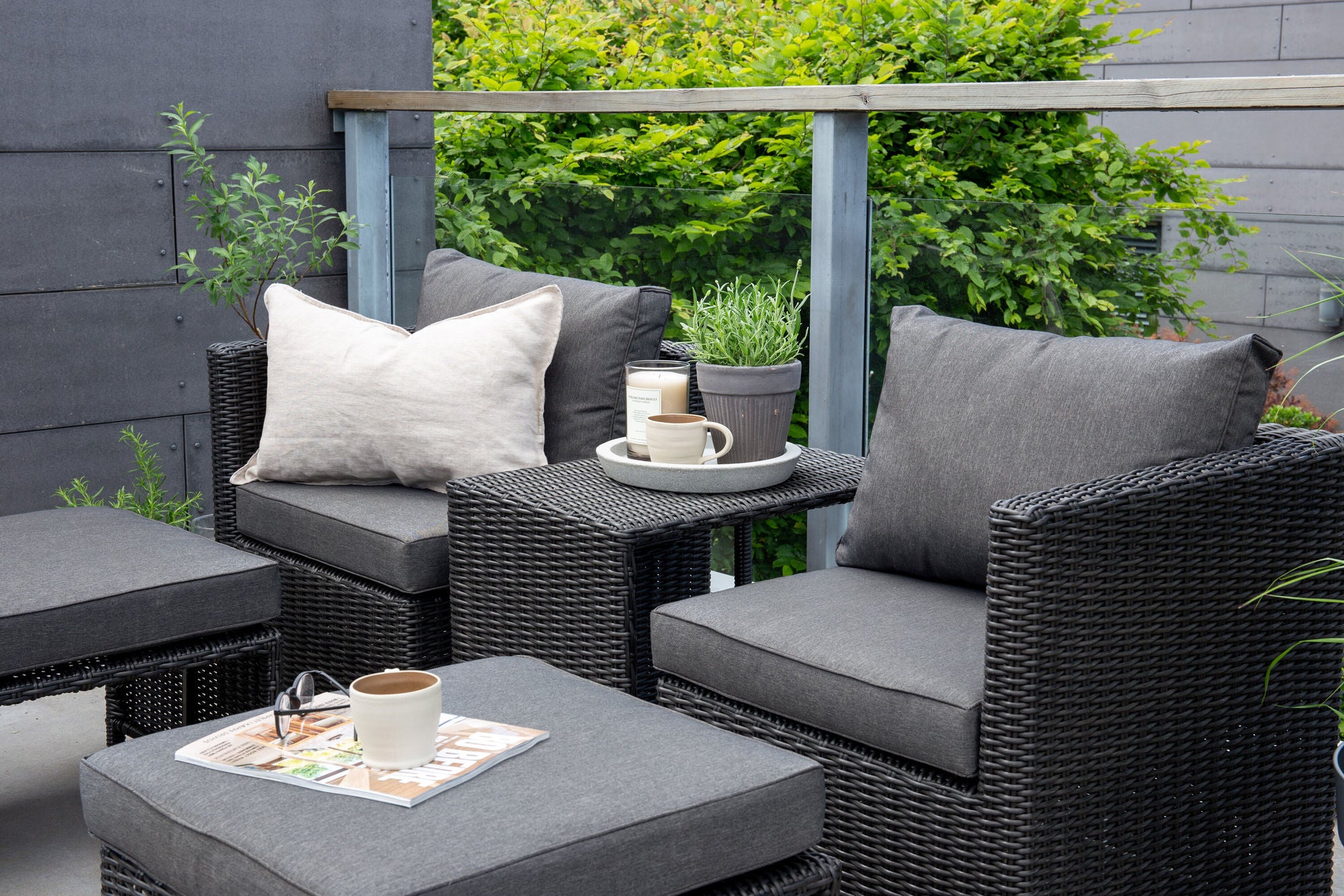 Venture Home Quad - Sofa Set- Black - Wicker -