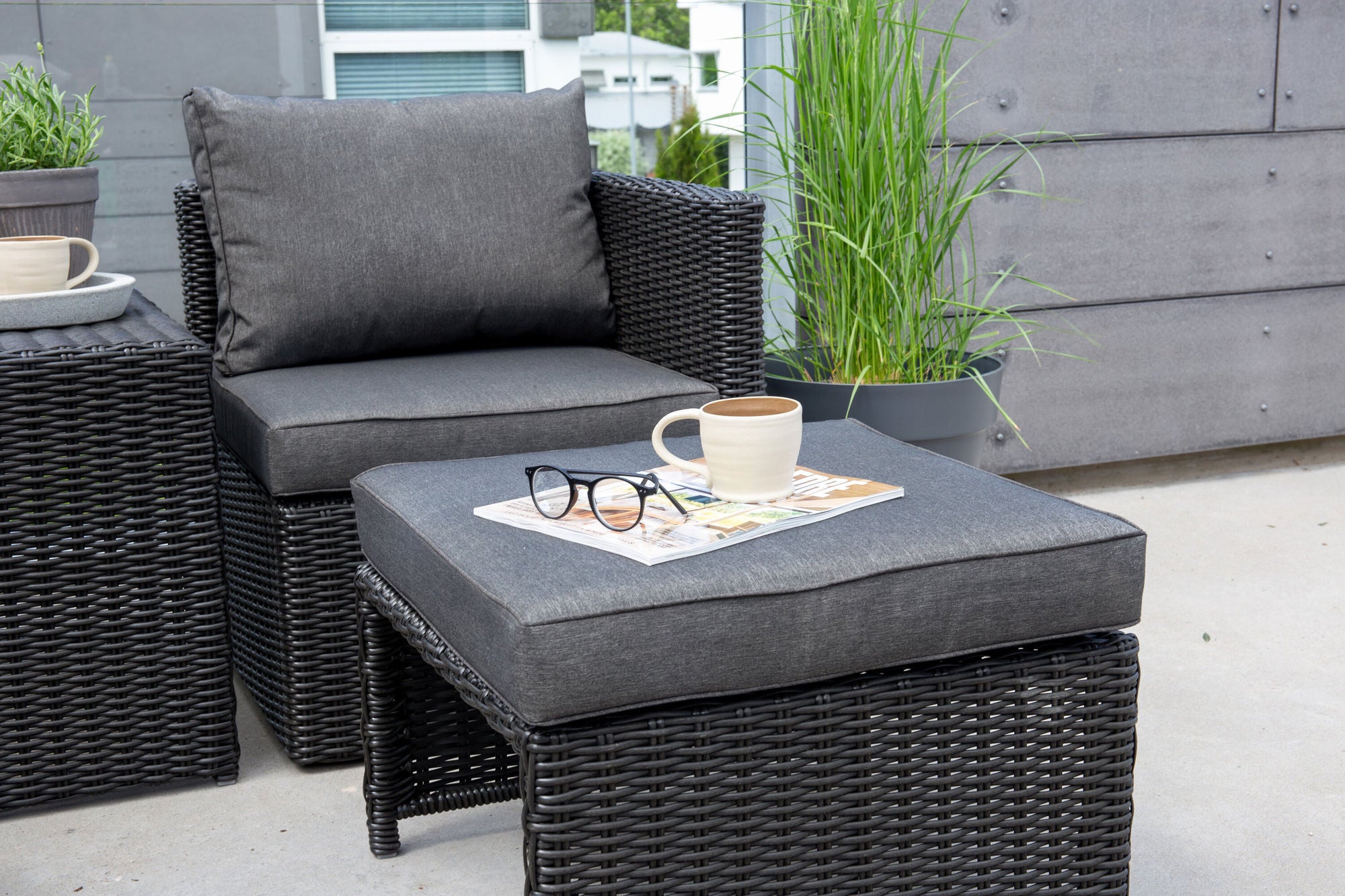 Venture Home Quad - Sofa Set- Black - Wicker -