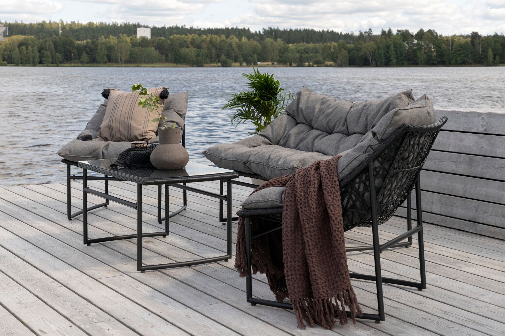Venture Home Tina - Sofa Set- Black /Grey - Steel -