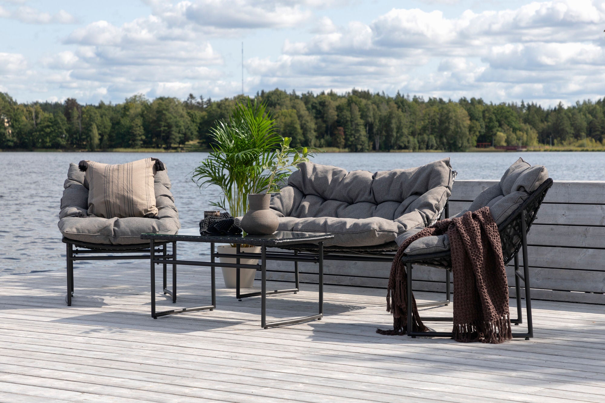 Venture Home Tina - Sofa Set- Black /Grey - Steel -