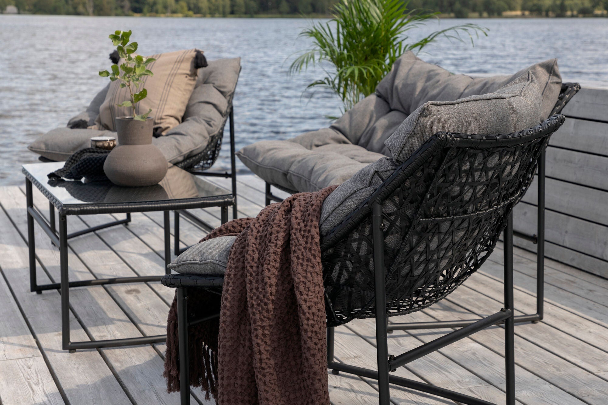 Venture Home Tina - Sofa Set- Black /Grey - Steel -