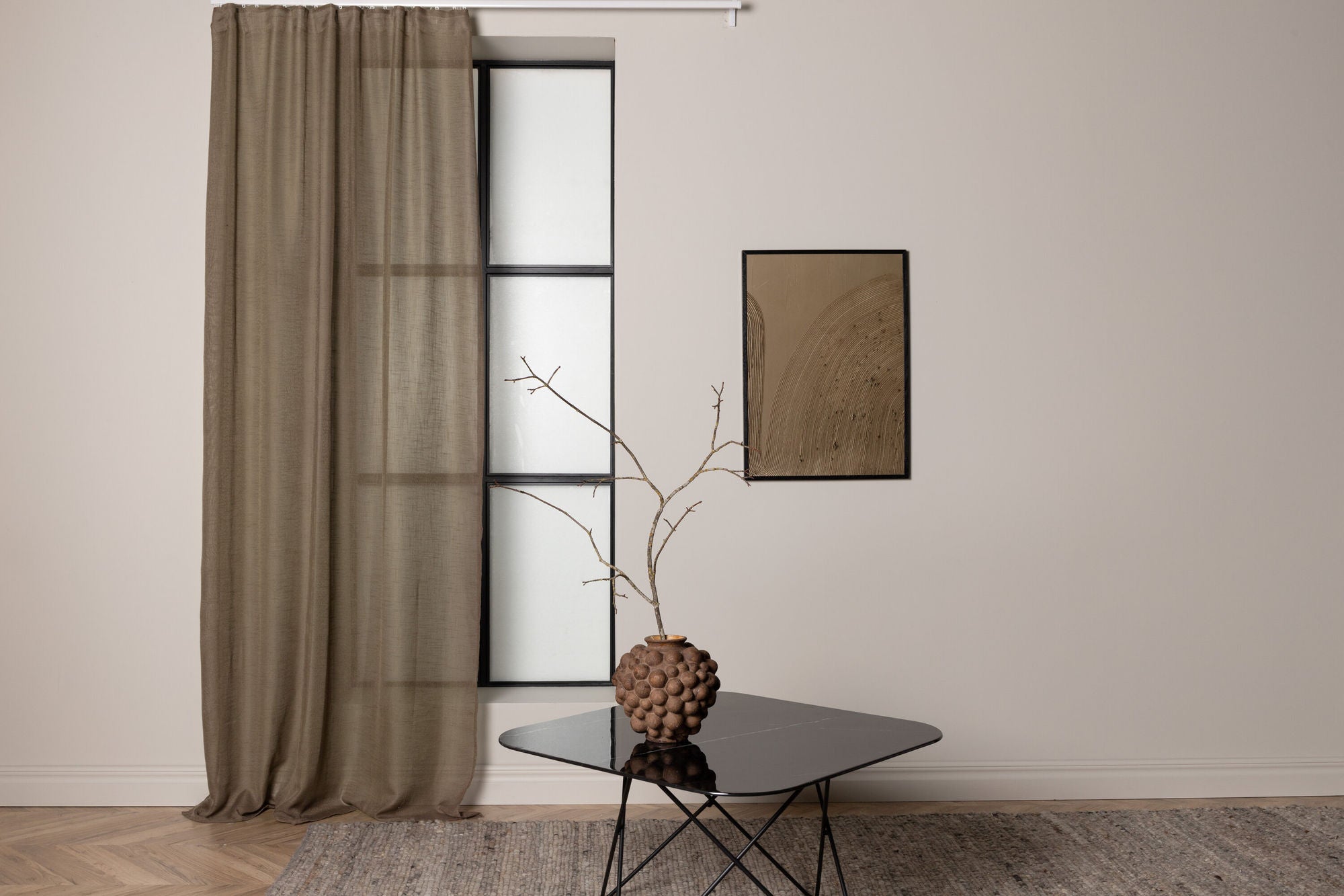 Venture Home Kaya Curtain Polyester/fake linen - Brown - 140*290 - Multi band