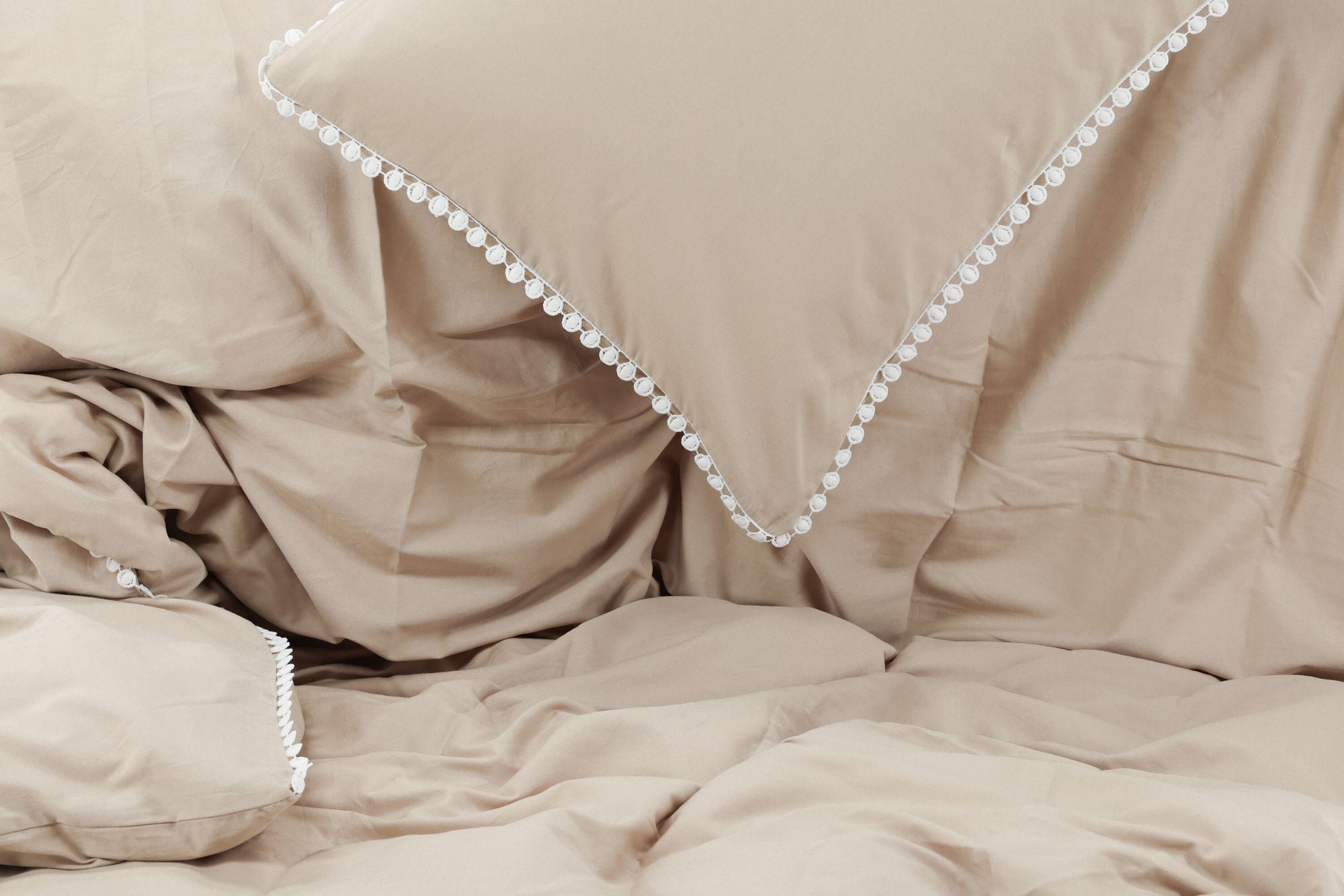 Venture Home Livia Bed Set Cotton sateen - Beige / White decor - 150*200