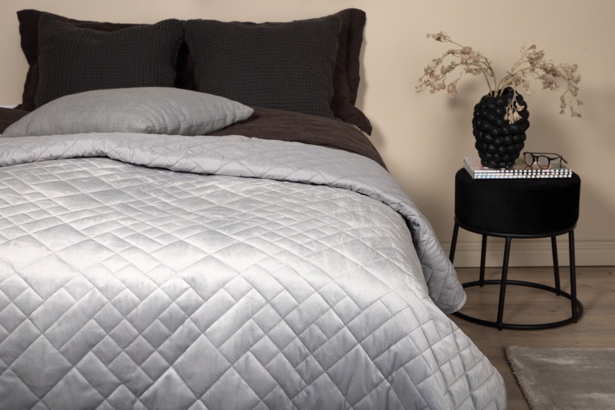 Venture Home Jilly Bedspread Polyester/velvet/microfiber - Light grey / - 260*260