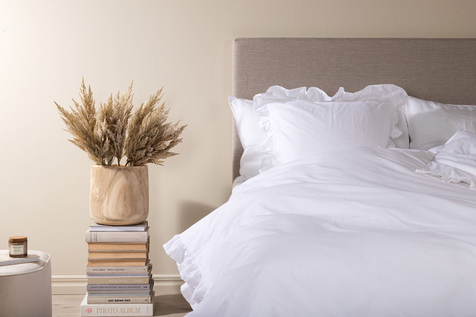 Venture Home Levi Bed Set Cotton w ruffle - White / - 150*200